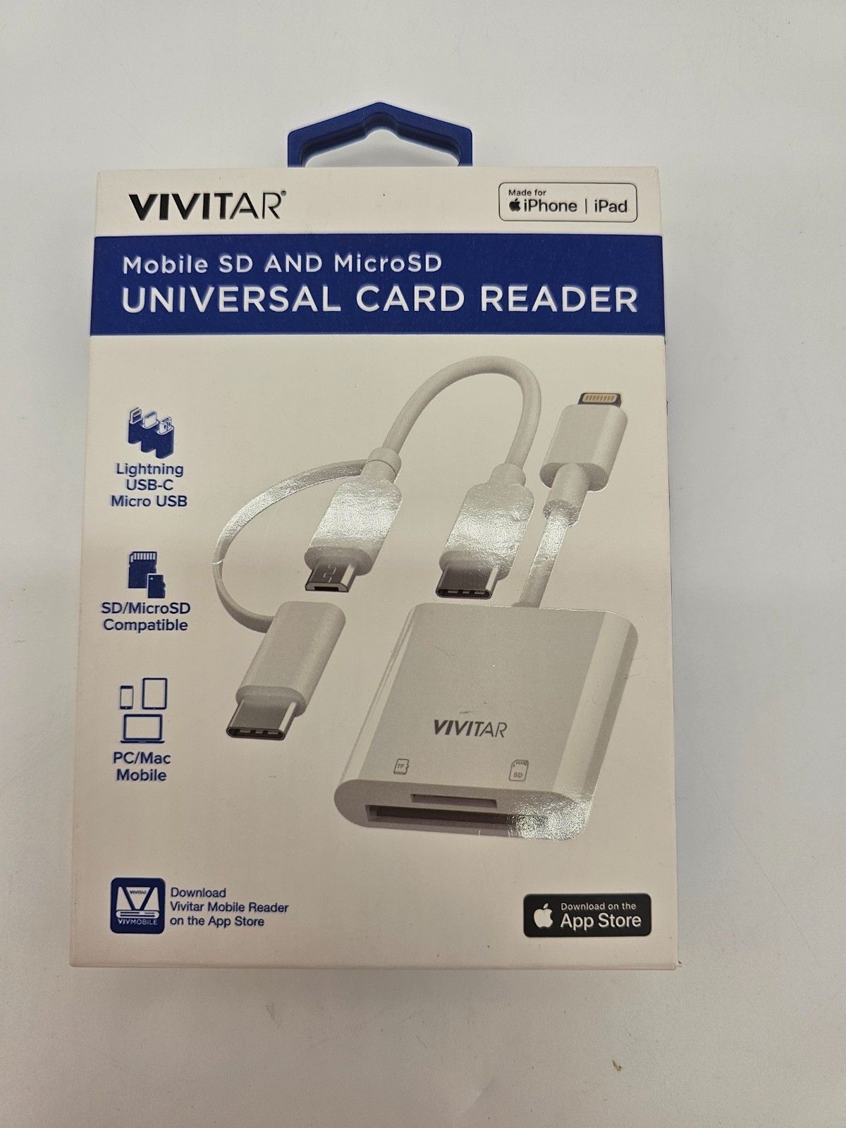 Vivitar Universal SD MicroSD Card Reader Lightning USB-C Micro USB MOV4016