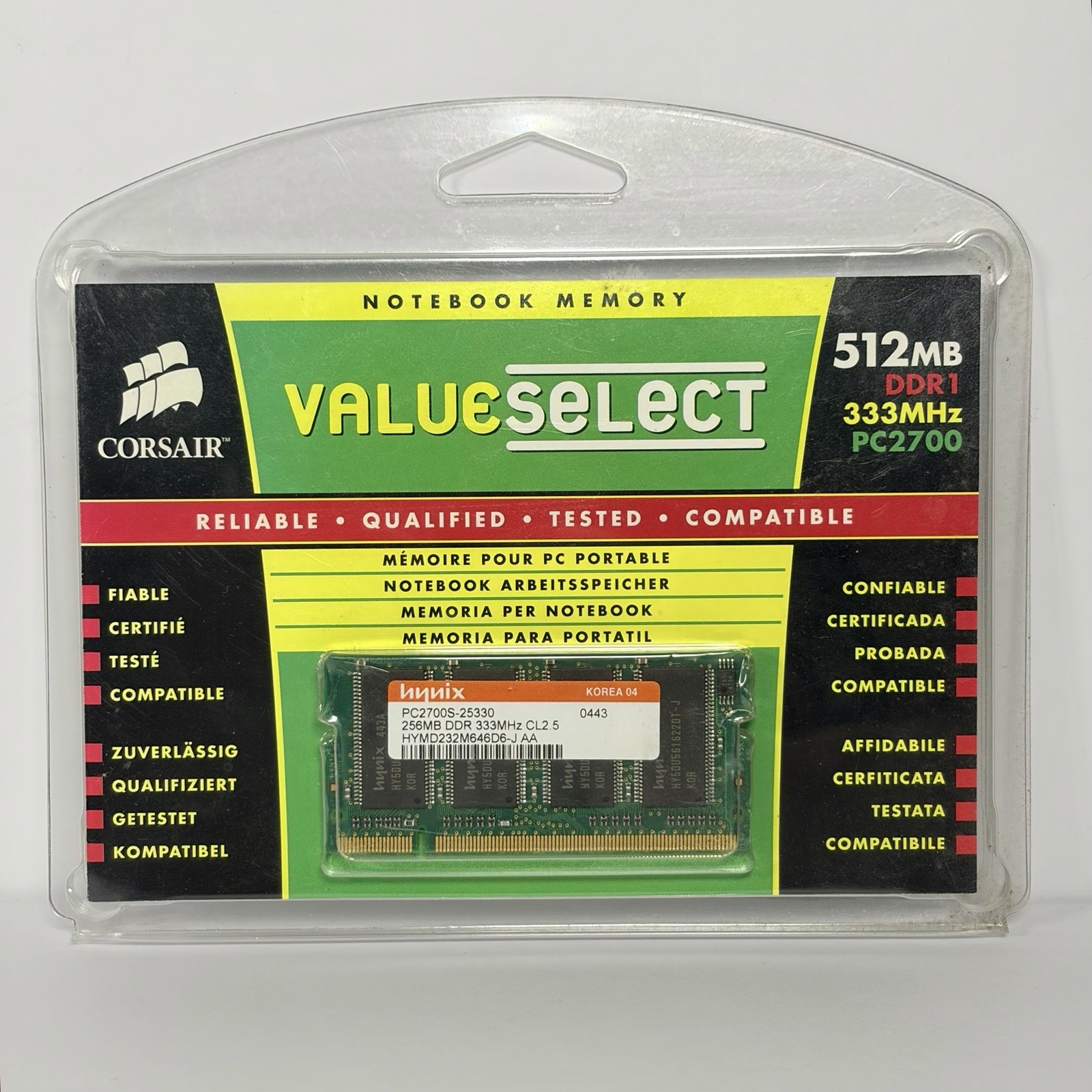 Corsair ValueSelect 512MB DDR1 333MHz PC2700 SO-DIMM Laptop Notebook Memory RAM