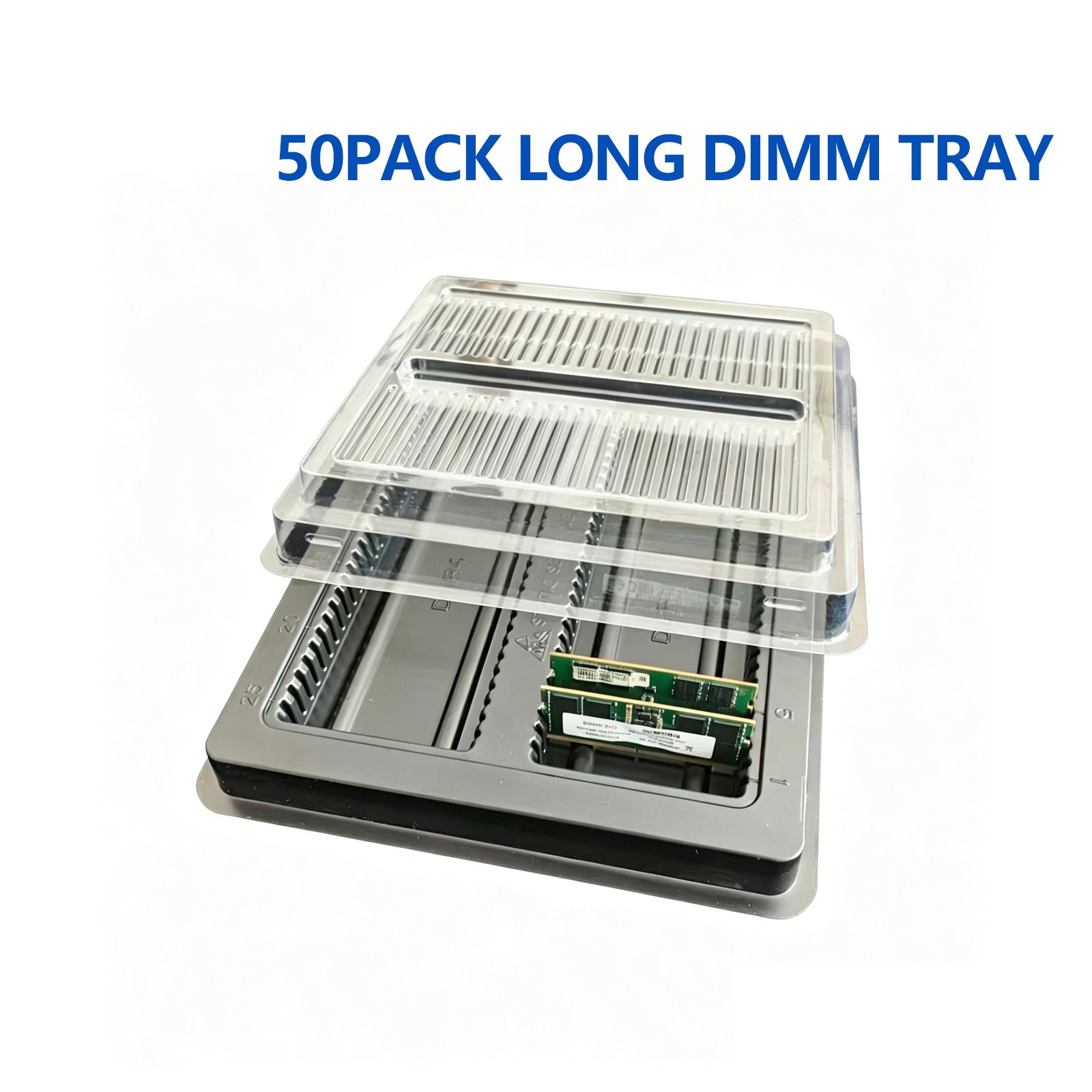 Lot of 50 ANTI STATIC LONG DIMM TRAY for 50PC Server/Desktop DDR 3, 4 and 5-