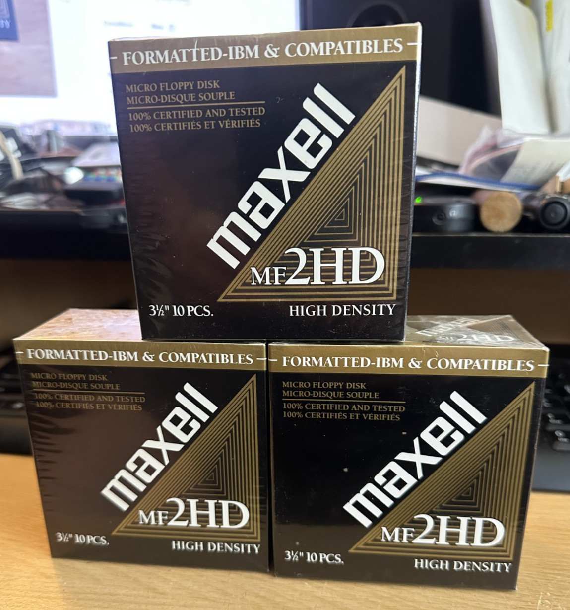 3 Maxwell MF2HD 3.5" Micro Floppy Disks High Density/Double Sided 10-Pack Sealed