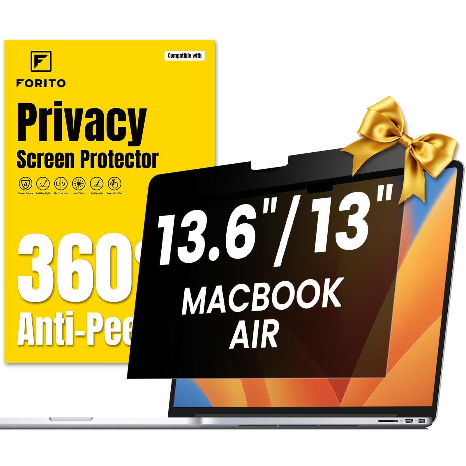 F FORITO 360° Privacy Screen for MacBook Air 13.6" (2022-2025, M2,M3,M4)