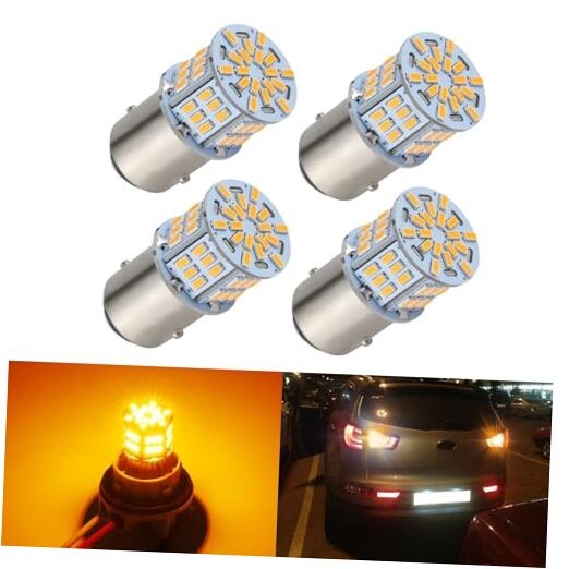 4PCS LED Bulb Turn Signal Light 12V-24V Super Bright 2357 1157 Amber Yellow