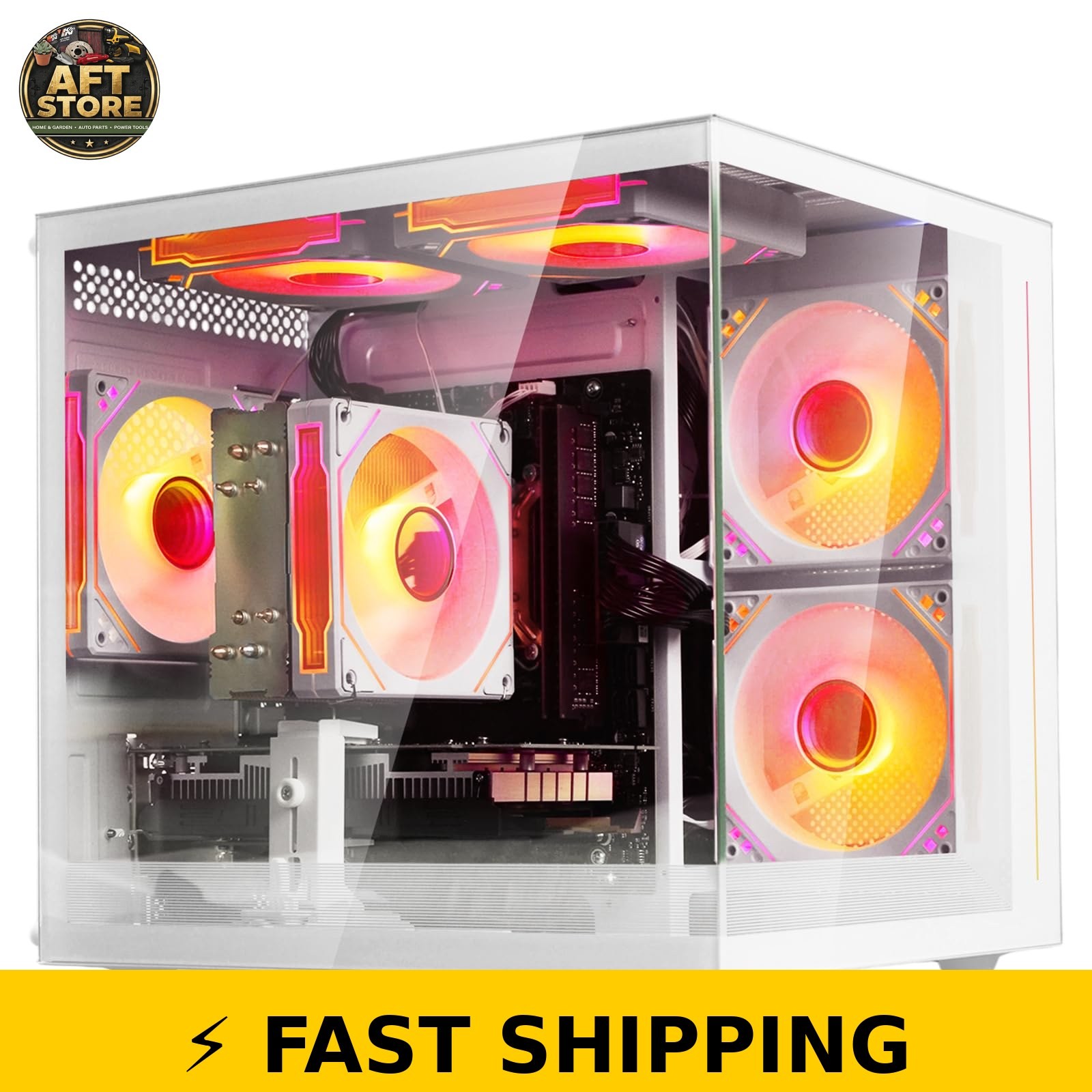 suevery Pre Built Gaming PC, White Tower