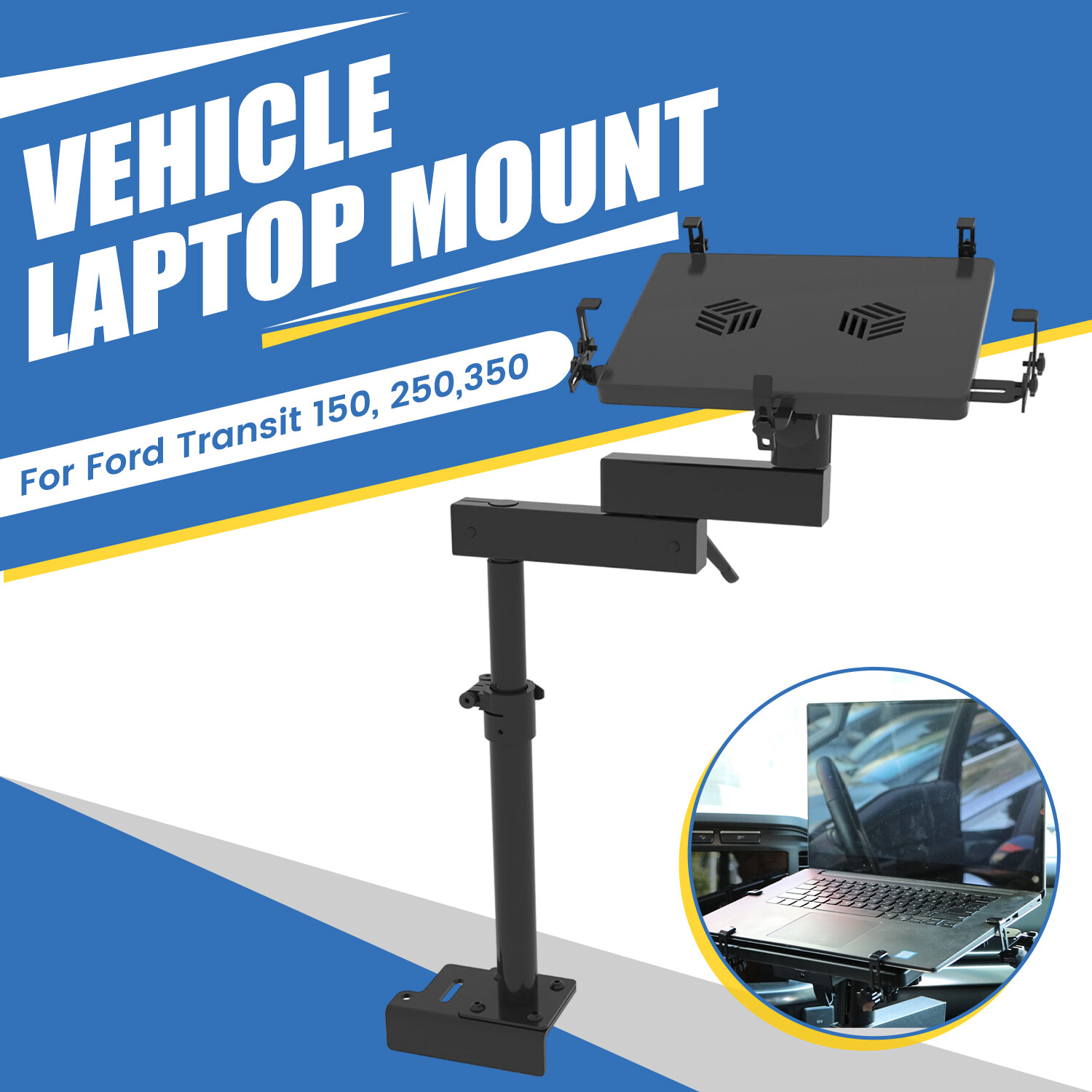 Vehicle Laptop Mount for Ford Transit 2014-23 Full Size Cargo Van Laptop Holder