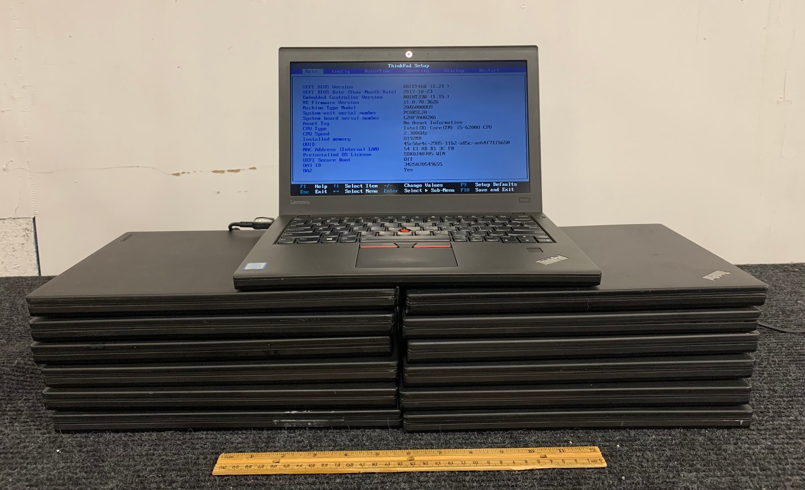 Lot of 13 Lenovo ThinkPad X270 12.5" i5-6th, No RAM/Storage, Boots to BIOS