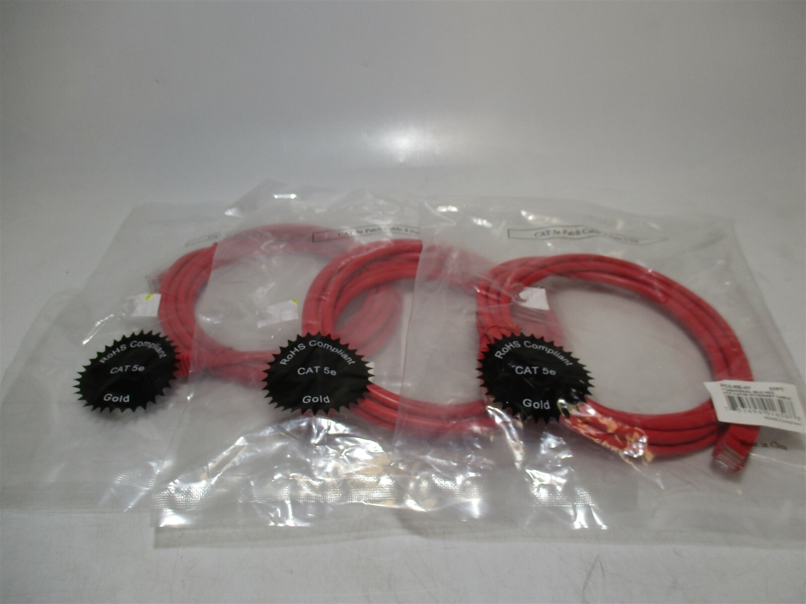 Inland (PC5-RE-07) Red 7ft. CAT6 UTP Ethernet Network Patch Cord - Lot of 3