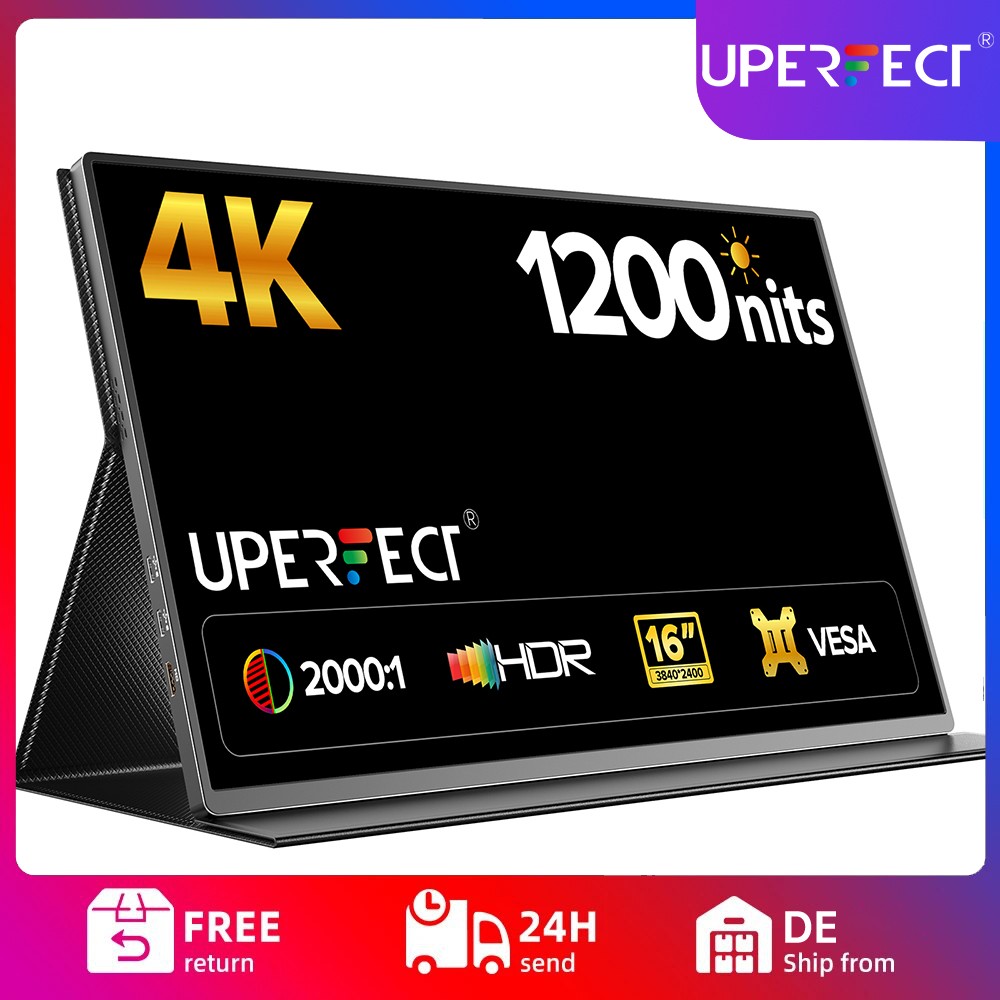 UPERFECT 16" 3840 x 2400 UHD 100% sRGB Screen Monitor 2000:1 Display For PC Used
