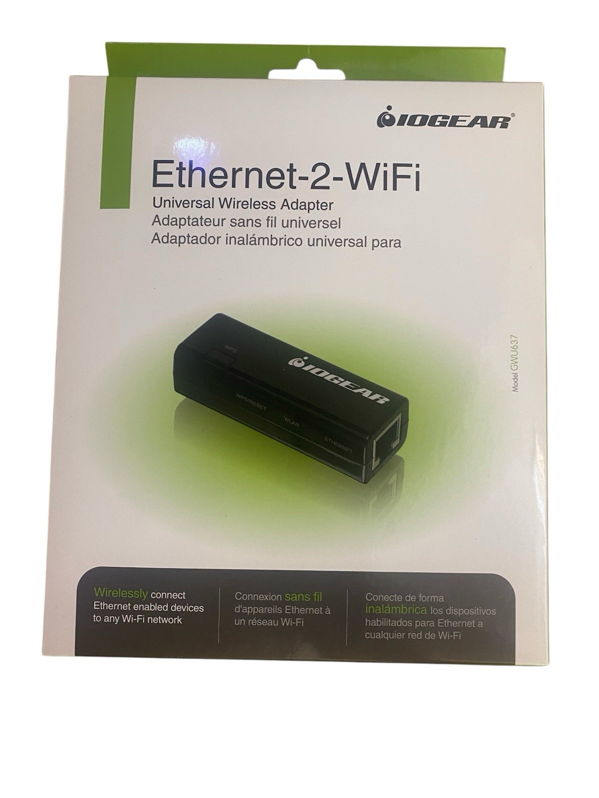 IOGEAR Ethernet-2-WiFi Universal Wireless Adapter, GWU637 Black New Sealed