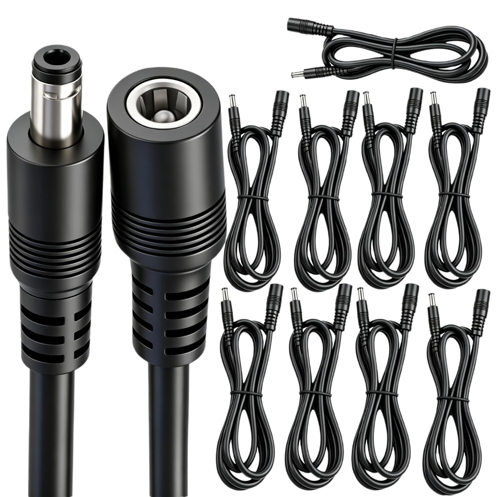 10pcs 5.5mm x 2.1mm DC Power Extension Cable, 3.3FT Male to Female, 12V/24V for