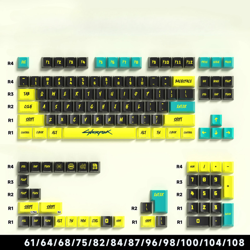 Cyberpunk 129 Key PBT Keycap Set Cherry Profile Translucent Gaming Keycaps NEW