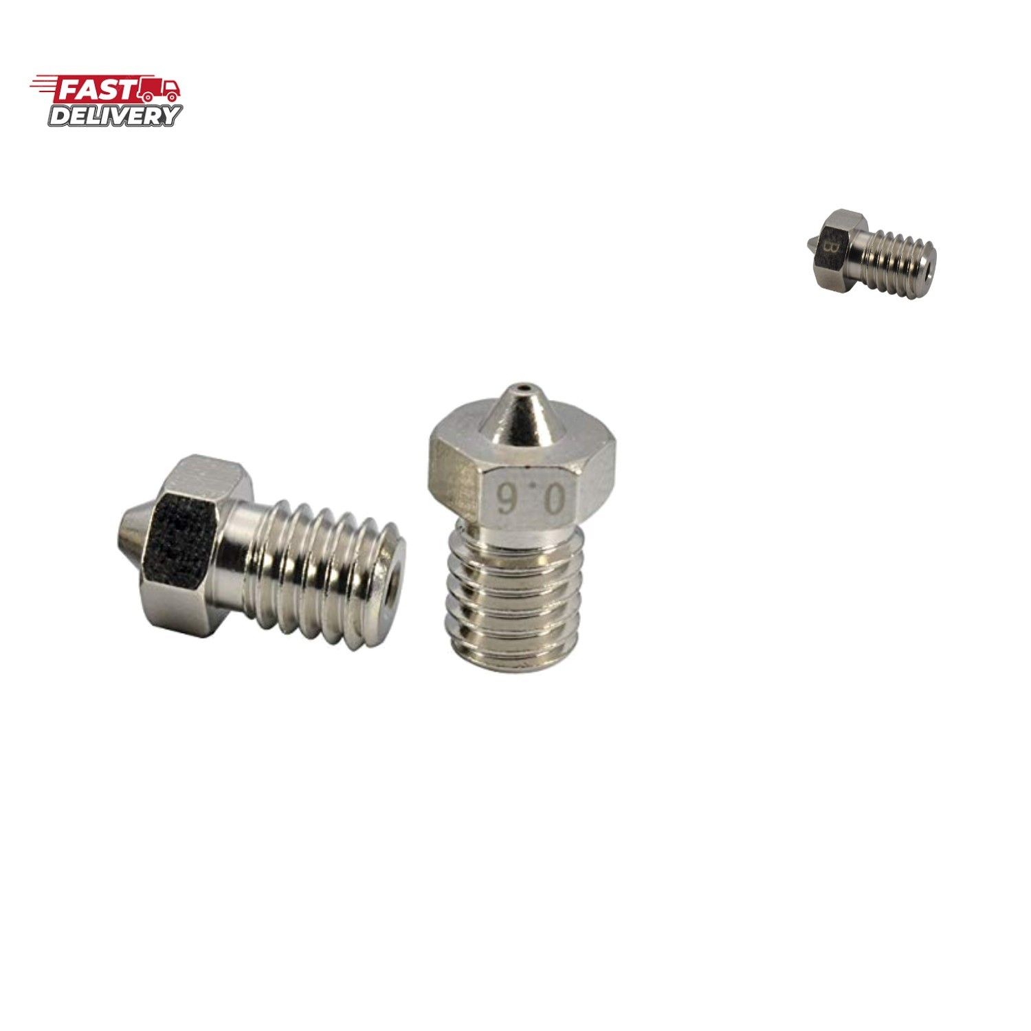 2pcs Upgrade 3D Printer Plated Wear Resistant M6 Thread Brass Nozzle 0.6mm fo...