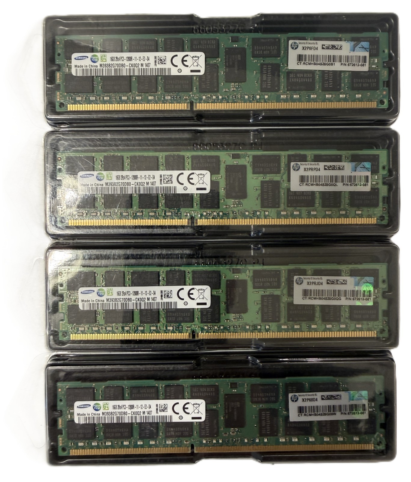 Set of 4 Samsung RAMs 16GB 2Rx4 PC3 (DDR3) - 12800R - For Servers Only