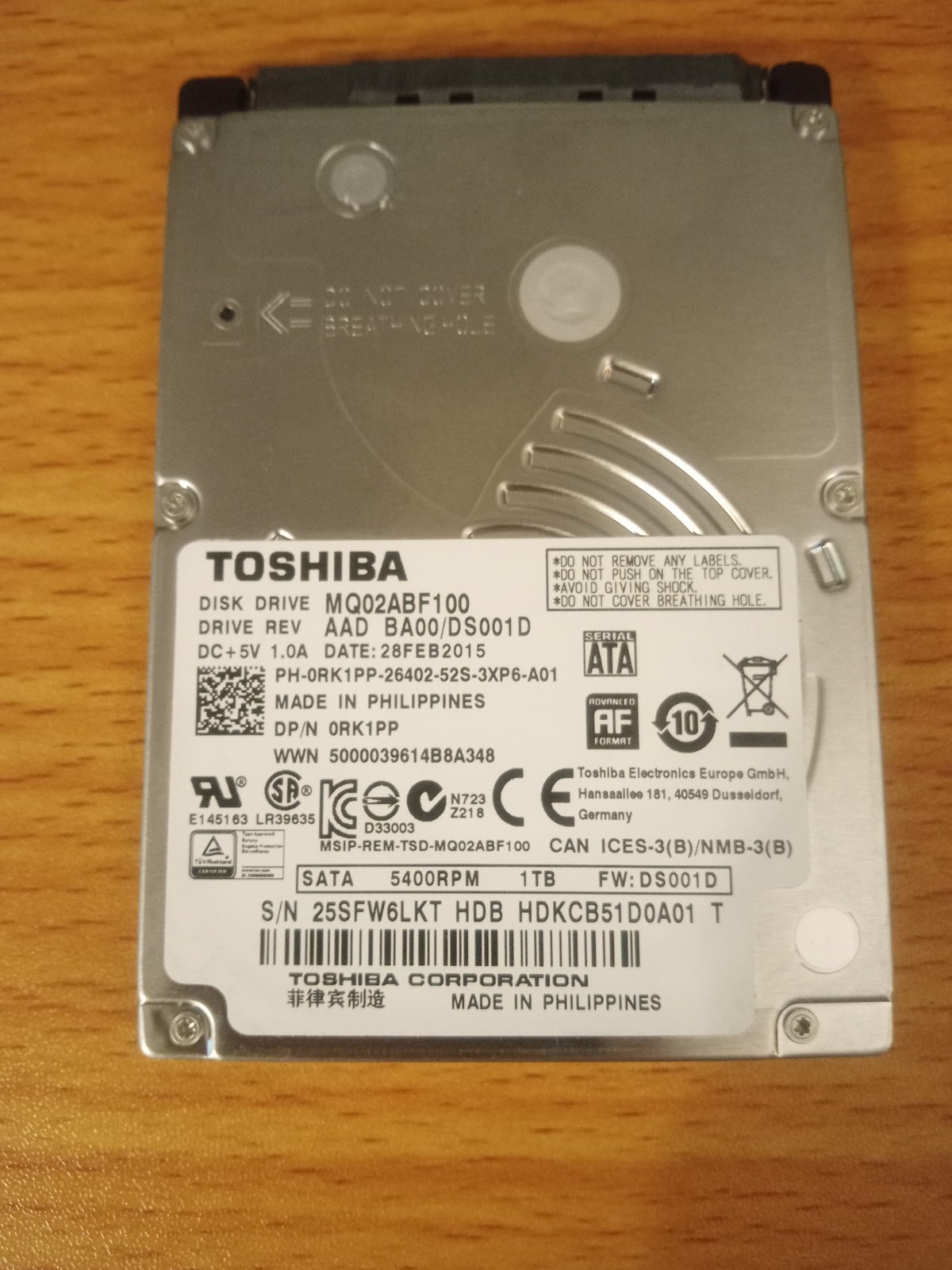 1 TB (1000 GB) 2.5” SATA HDD HARD DRIVE - 5400 RPM - TESTED WORKING