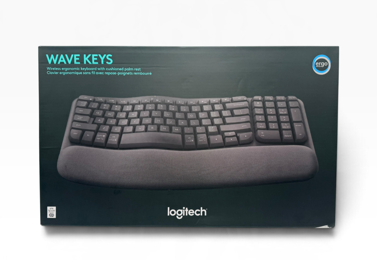 Logitech Wave Keys Bluetooth Ergonomic Keyboard Cushioned Palm Rest NEW Open Box