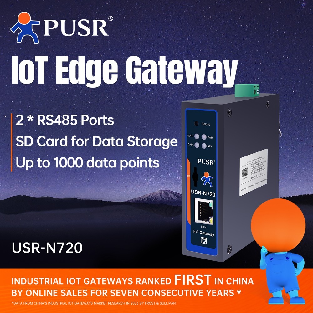 PUSR Edge Computing IoT Gateway Modbus DL645  to MQTT RS485 to Ethernet USR-N720