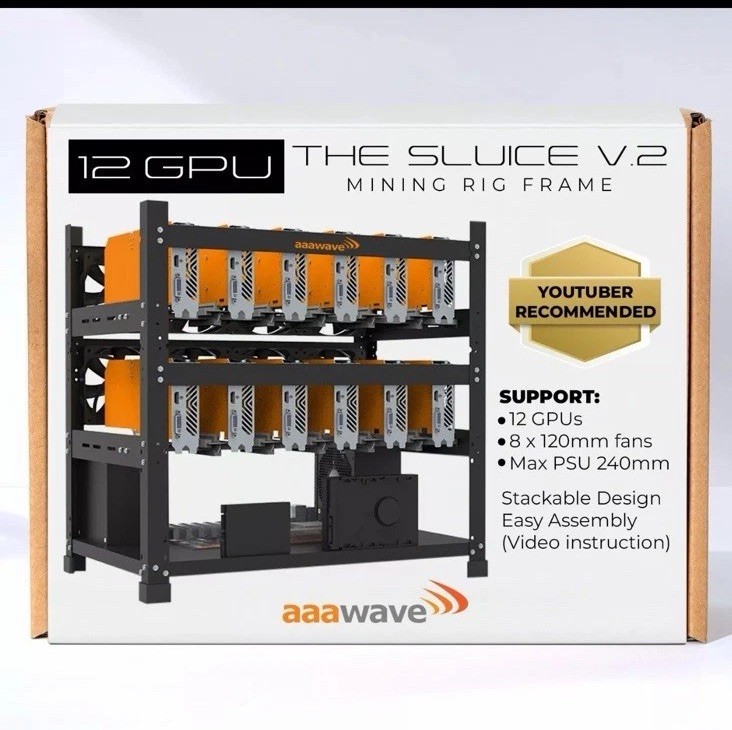 AAAwave The Sluice V2 12GPU Open Frame Mining Rig Frame Chassis