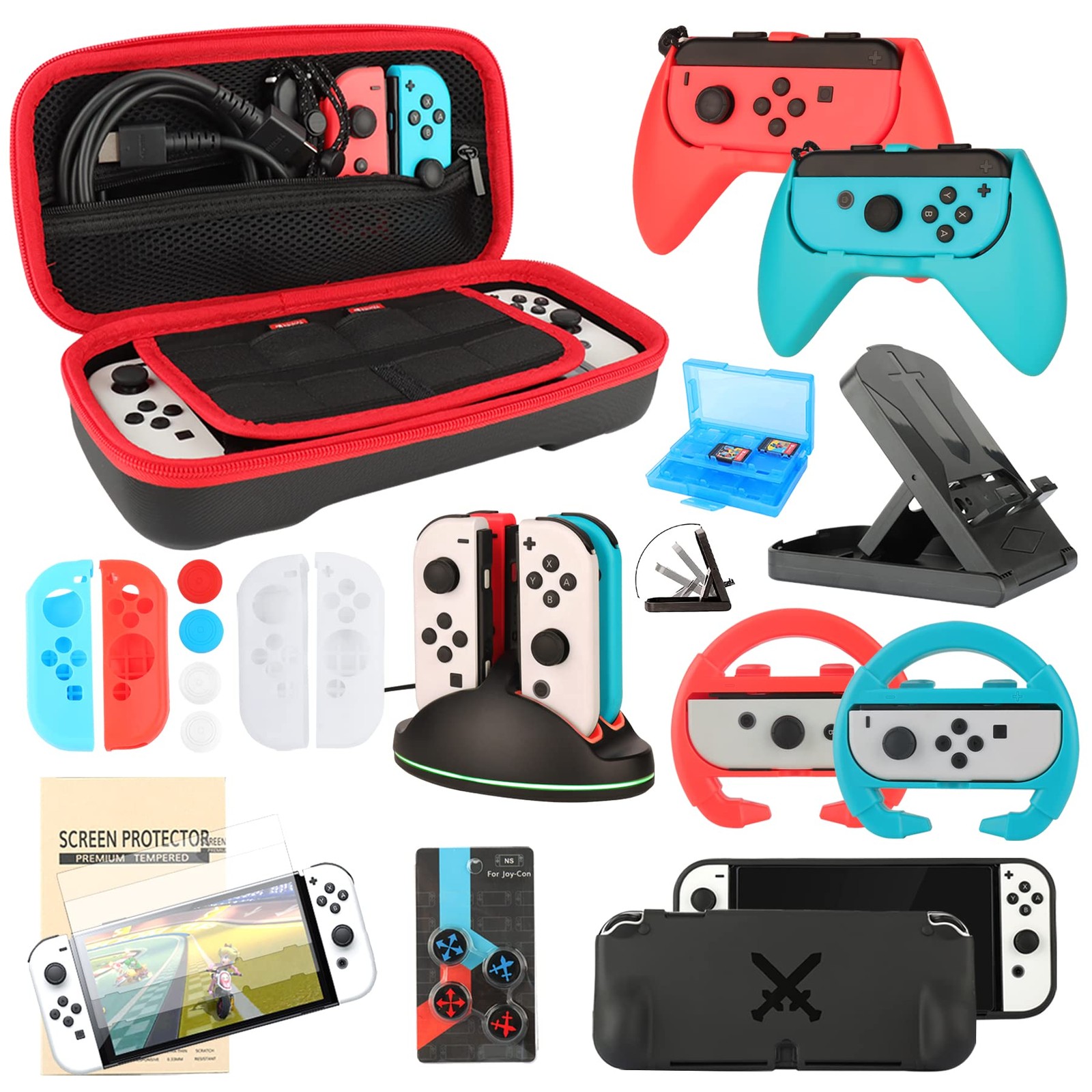 Accessories Bundle for Nintendo Switch OLED Model Super Kit with Carrying Cas...