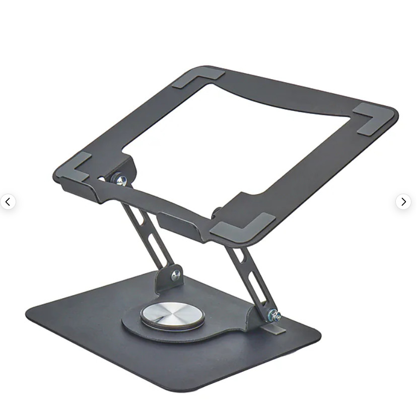 Metal Laptop Stand Adjustable Foldable 360° Rotating Base Black