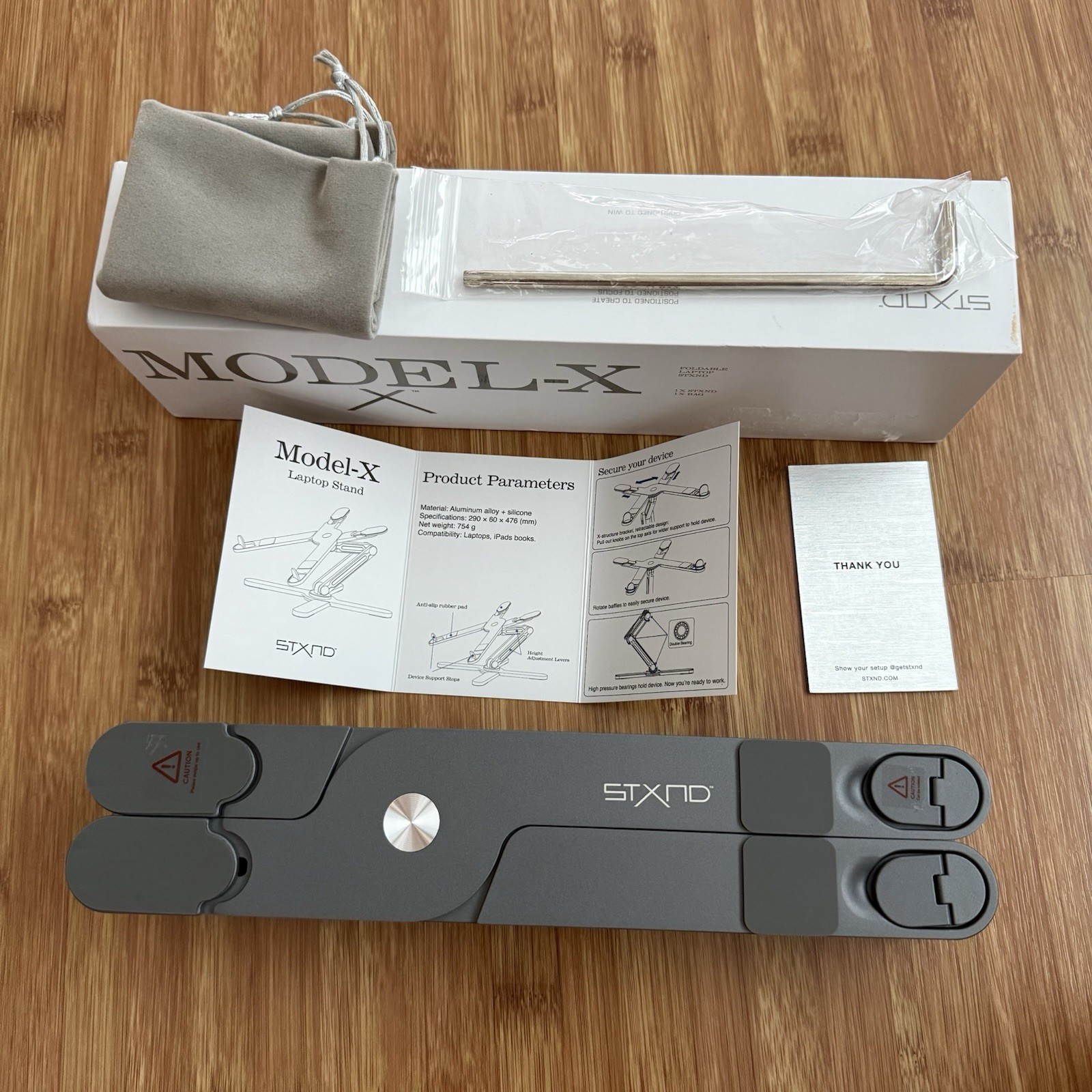 Model-X Laptop Stand Folding Adjustable Gray Silver New Open Box