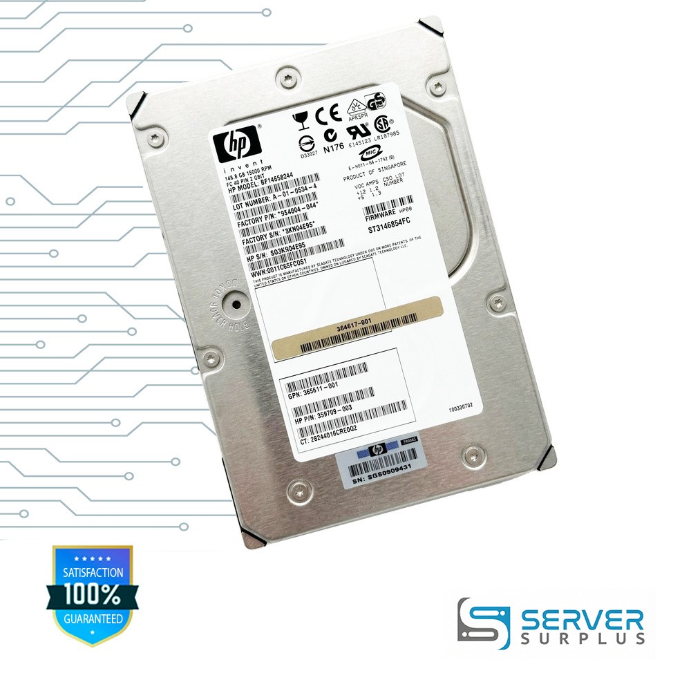 HP 146.8GB FC 15000 RPM 3.5 in Enterprise HDD | 359709-003 | ST3146854FC