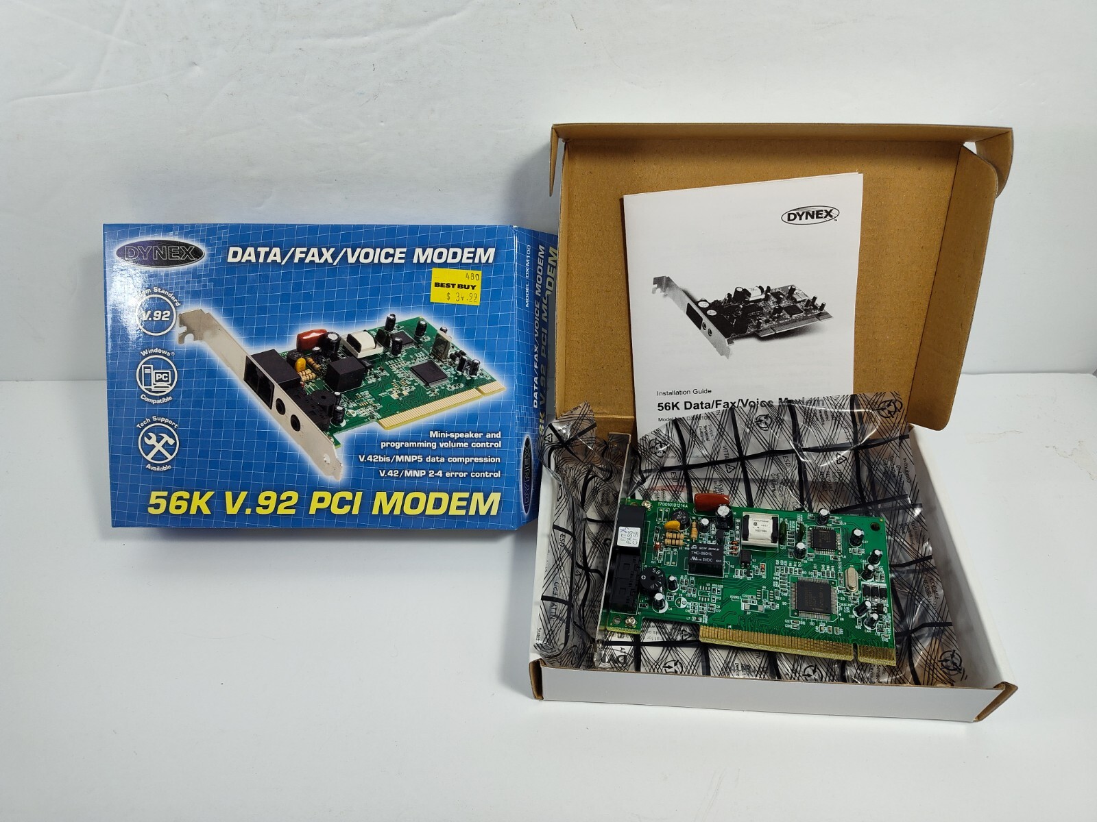 Dynex 56K V.92 PCI Modem Data Fax Voice Modem Windows Compatible 