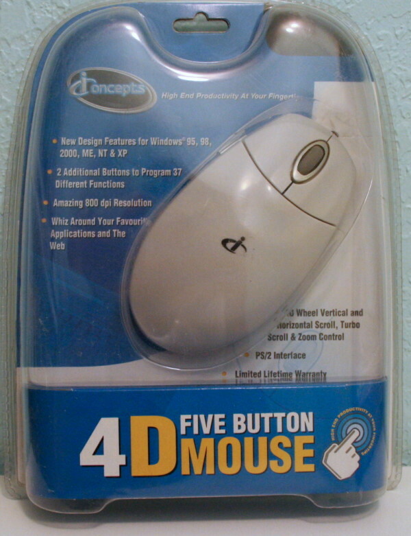 iConcepts PC 4D Five Button Mouse PS/2 Interface