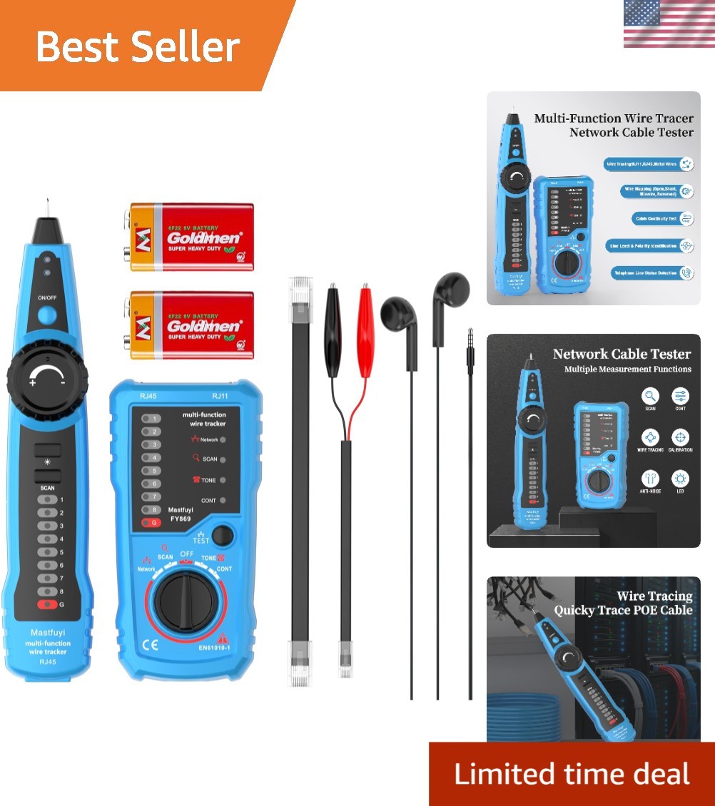 Network Cable Tester & Wire Tracer with Tone Generator - RJ45/RJ11