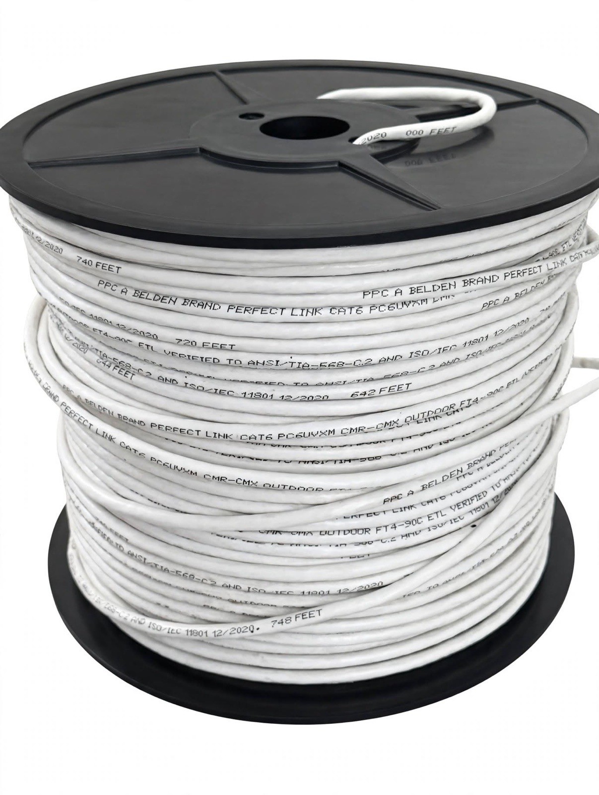 Perfect Link CAT6 Outdoor Cable Partial Spool PC6UVXM CMR-CMX FT4 740’ remaining