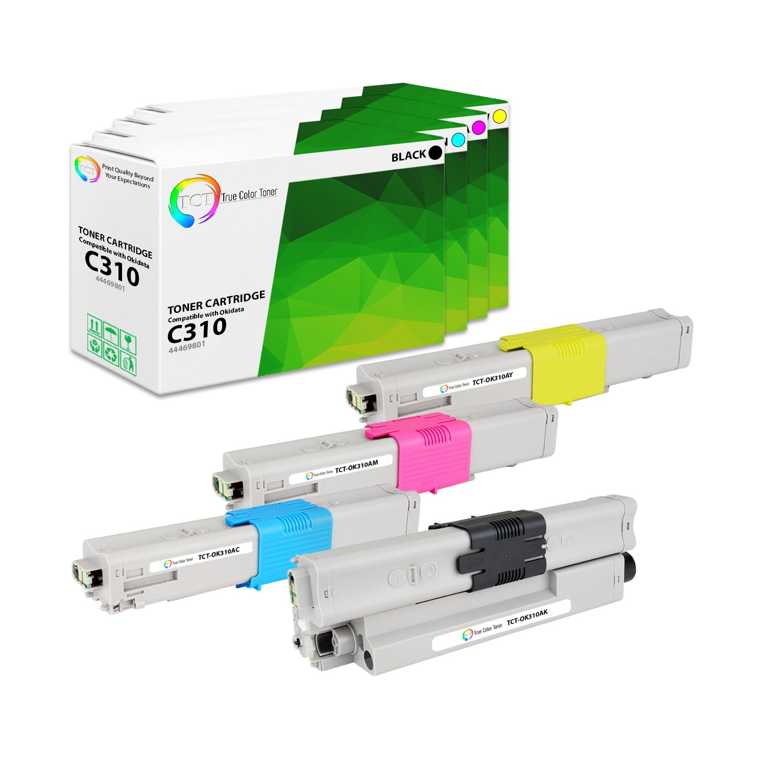 TCT 4PK Oki C310 Toner Cartridge Set For Okidata C330 C310 C530 MC361 MC351