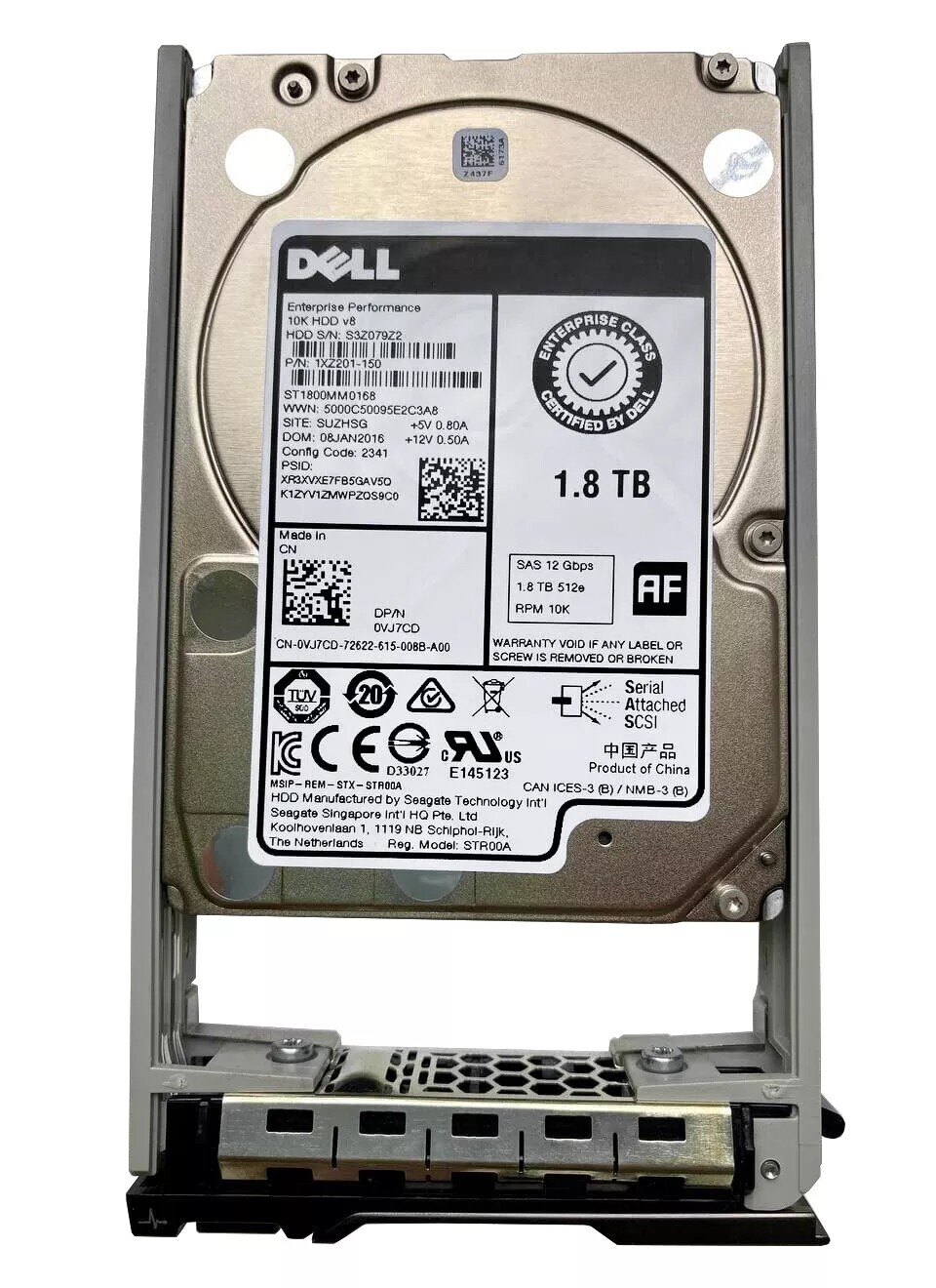 VJ7CD Dell 0VJ7CD ST1800MM0168 1.8TB 10K RPM 2.5" 12Gbps SAS Hard Drive W/ CADDY