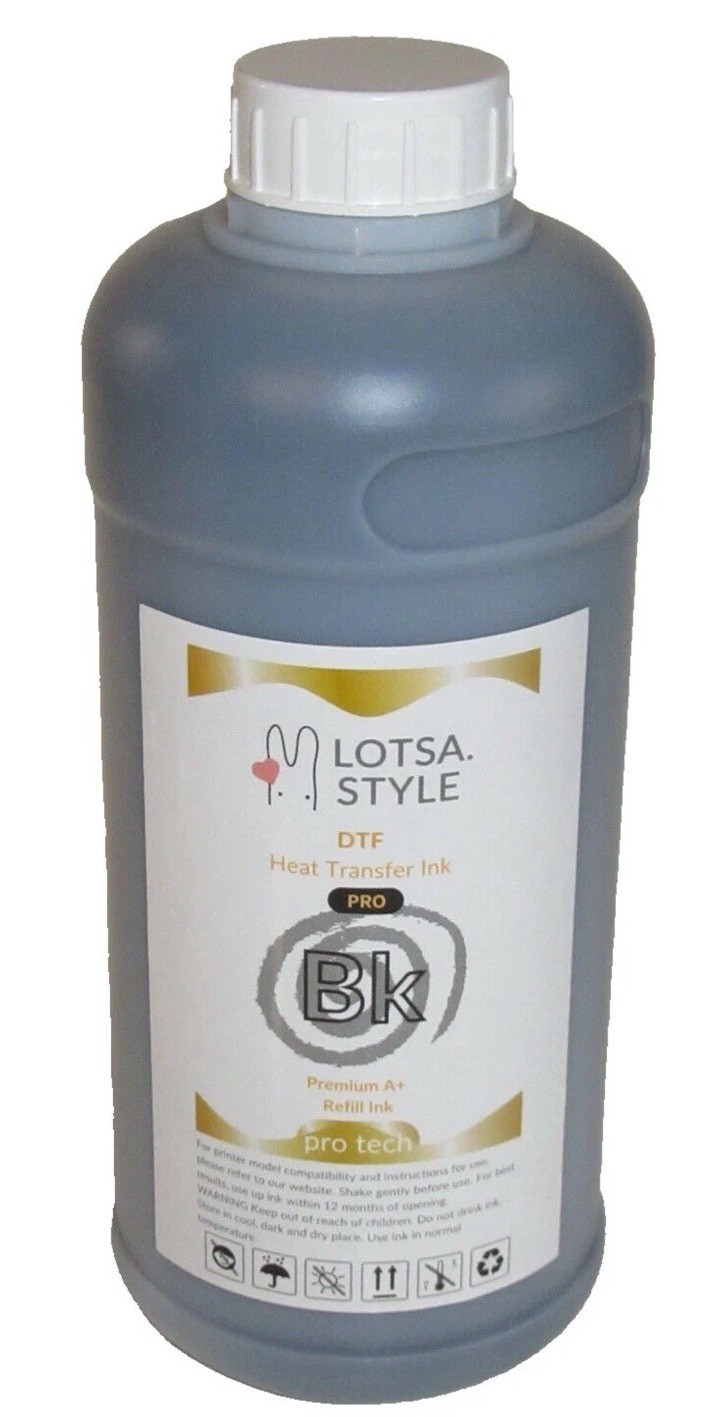 Lotsa Style DTF PRO Heat Transfer Ink BK (1000ml, Black) NEW In Box