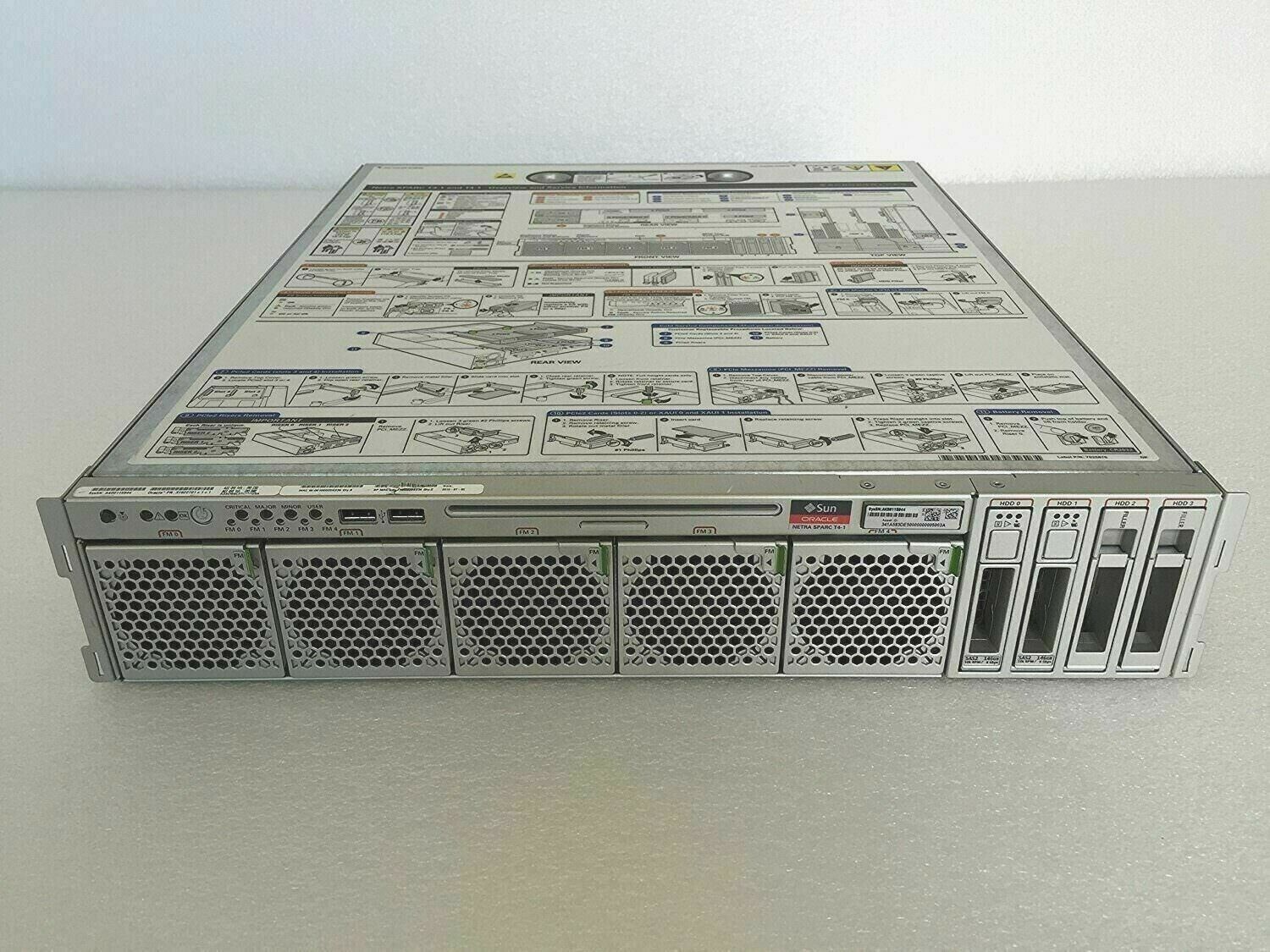 SUN Oracle Netra T4-1 4-Core SPARC 2.85GHz 128GB RAM 2x1.2TB SAS 2x DC PS Rails 