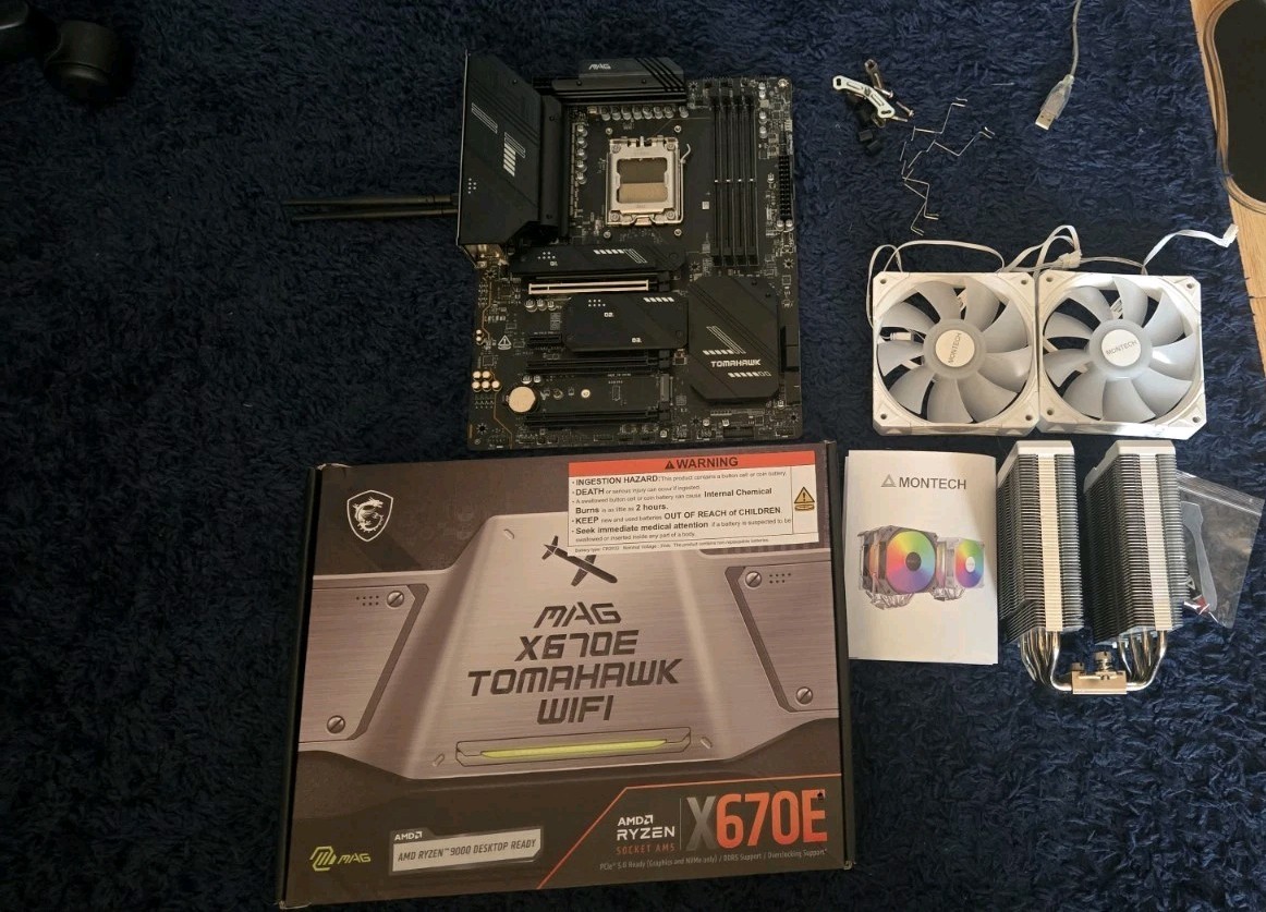 MSI MAG X670E TOMAHAWK WiFi AM5 Motherboard And Montech Dual Fan Cpu Cooler