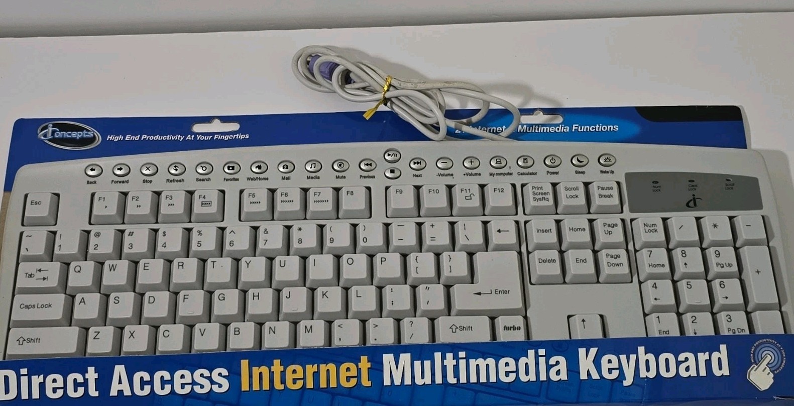 iConcepts 78153 Wired Gray Multimedia Keyboard, English QWERTY w/ Function Keys