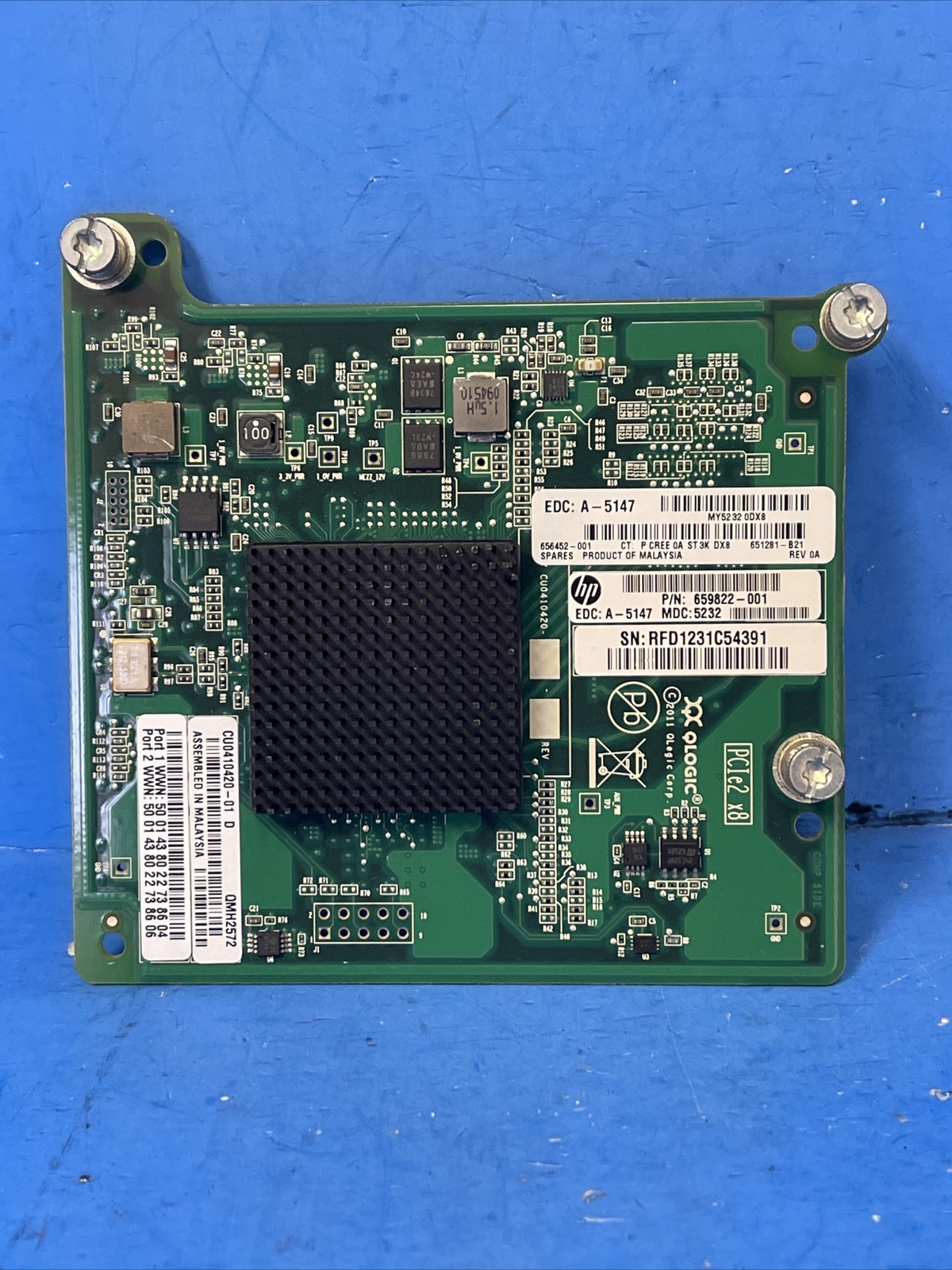HP QMH2572 8GB PCIE FIBRE CHANNEL HBA GEN8 651281-b21 / 656452-001 /659822-001