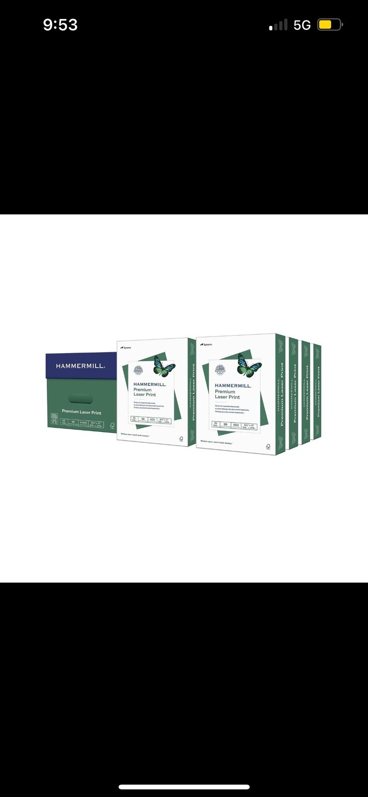 Hammermill Printer Paper, Premium Laser Print 28 lb, 8.5 x 11-8 Reams 125534