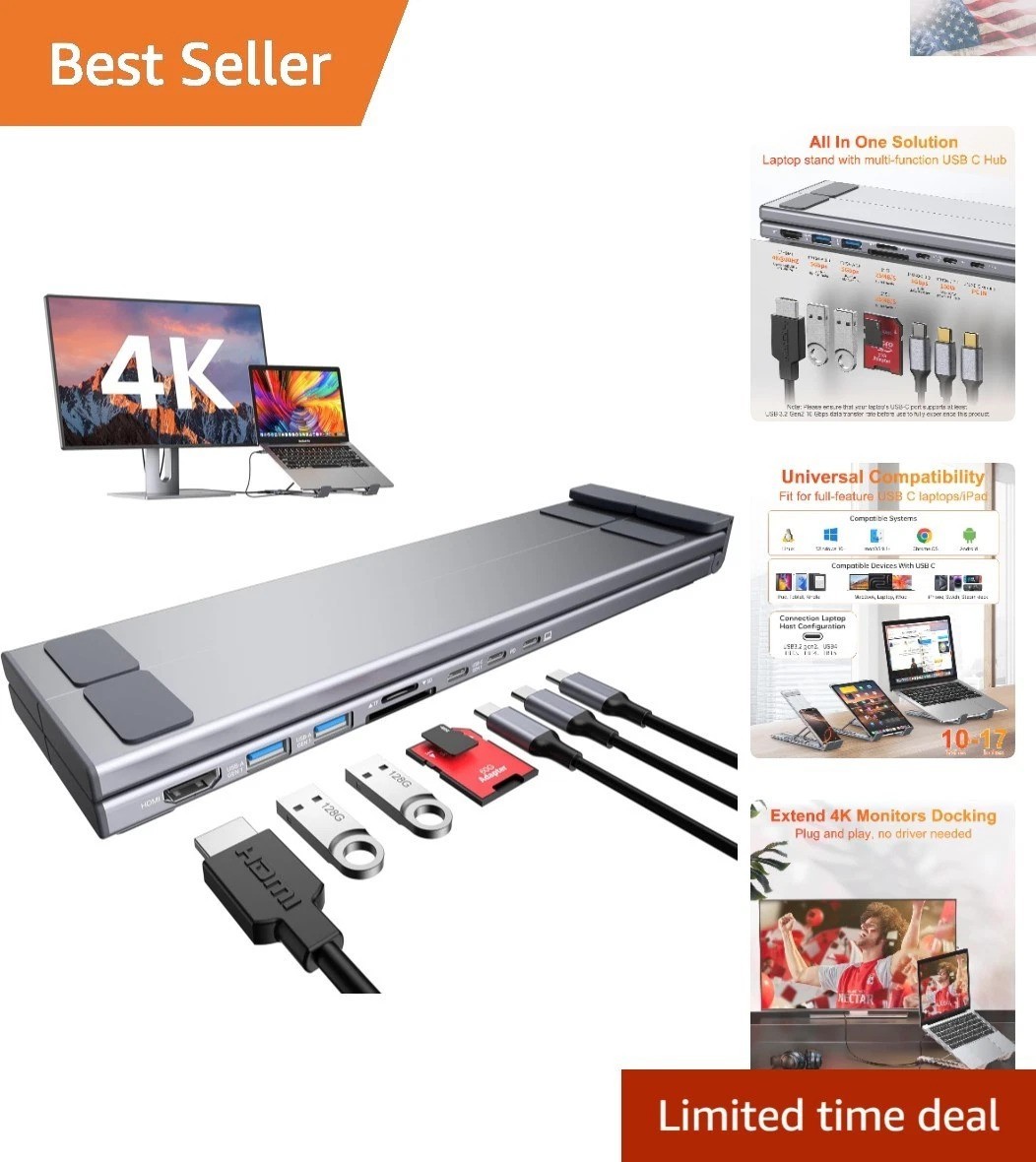 USB C Laptop Docking Station Stand, Dock Tablet Stand, 8 in 1 USB C Hub with ...