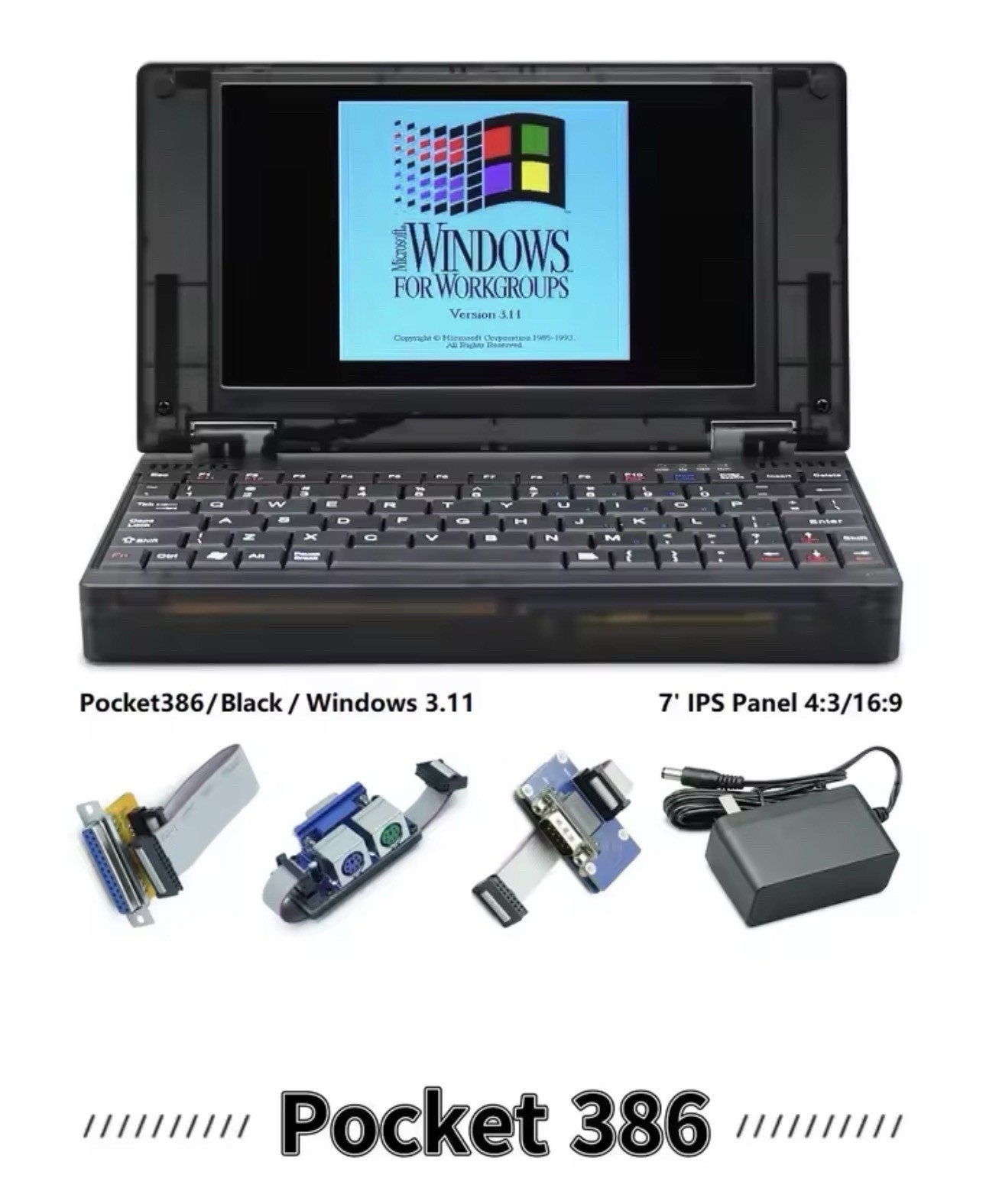New Pocket386 Retro Computer Mini Laptop PC 8088 OS/Windows3.1 VGA OPL3 Notebook