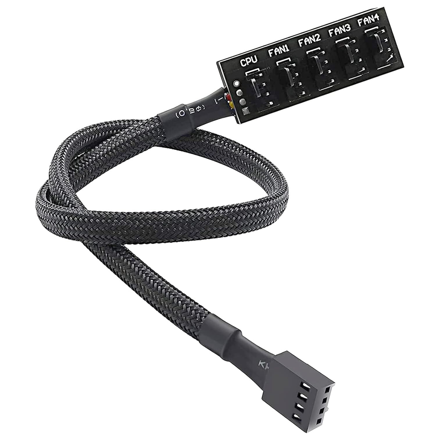 Efficient 1 to 5 PWM Fan Extension Cable - 15.7 Inch Braided Nylon for Desktops