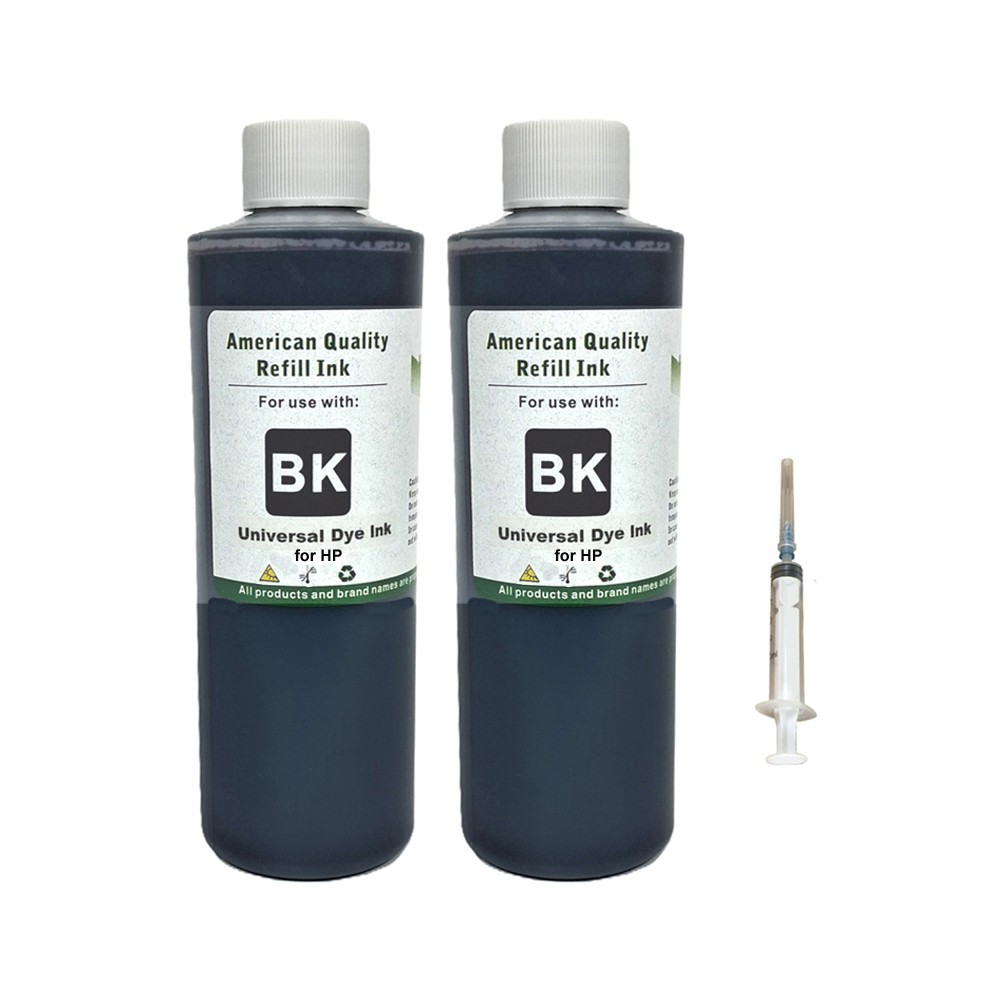 2x250ml Ink Refill kit Bottles Black for HP Premium bulk Ink cartridge kit