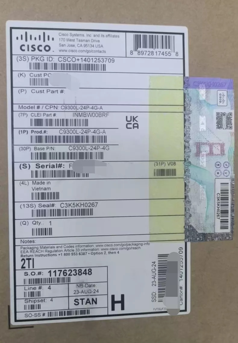 Cisco 1PCS C9300L-24P-4G-A +2pcs C9200-24P-A switch new via FedEx or DHL