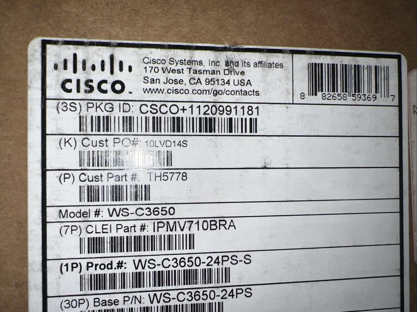 Cisco Catalyst 3650 24-Port PoE 4x1G IP Base Switch WS-C3650-24PS-S New Sealed