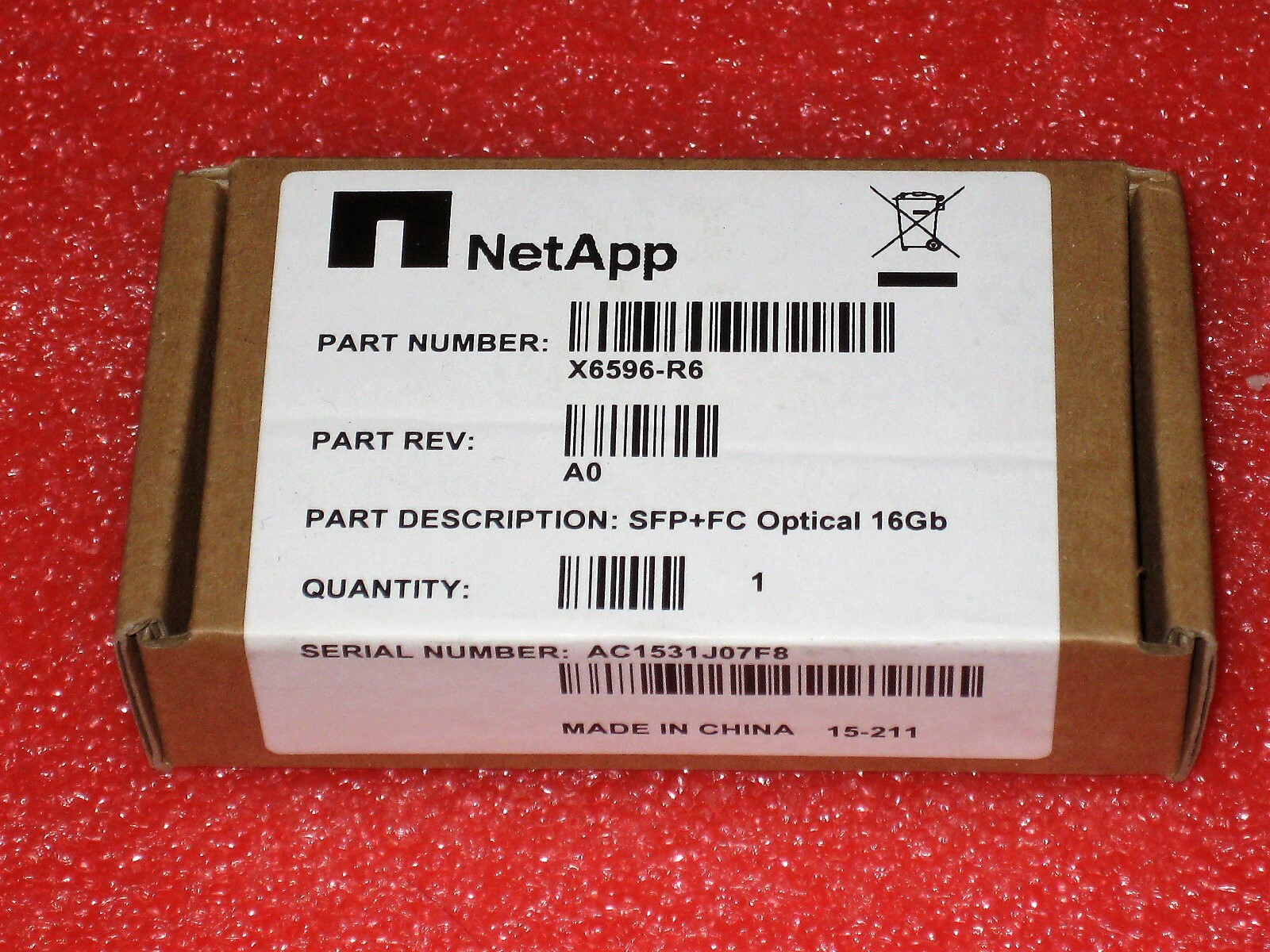 NEW SEALED, NetApp X6596-R6 SFP+ FC 16Gb SW 850nm MMF Transceiver 16Gbe
