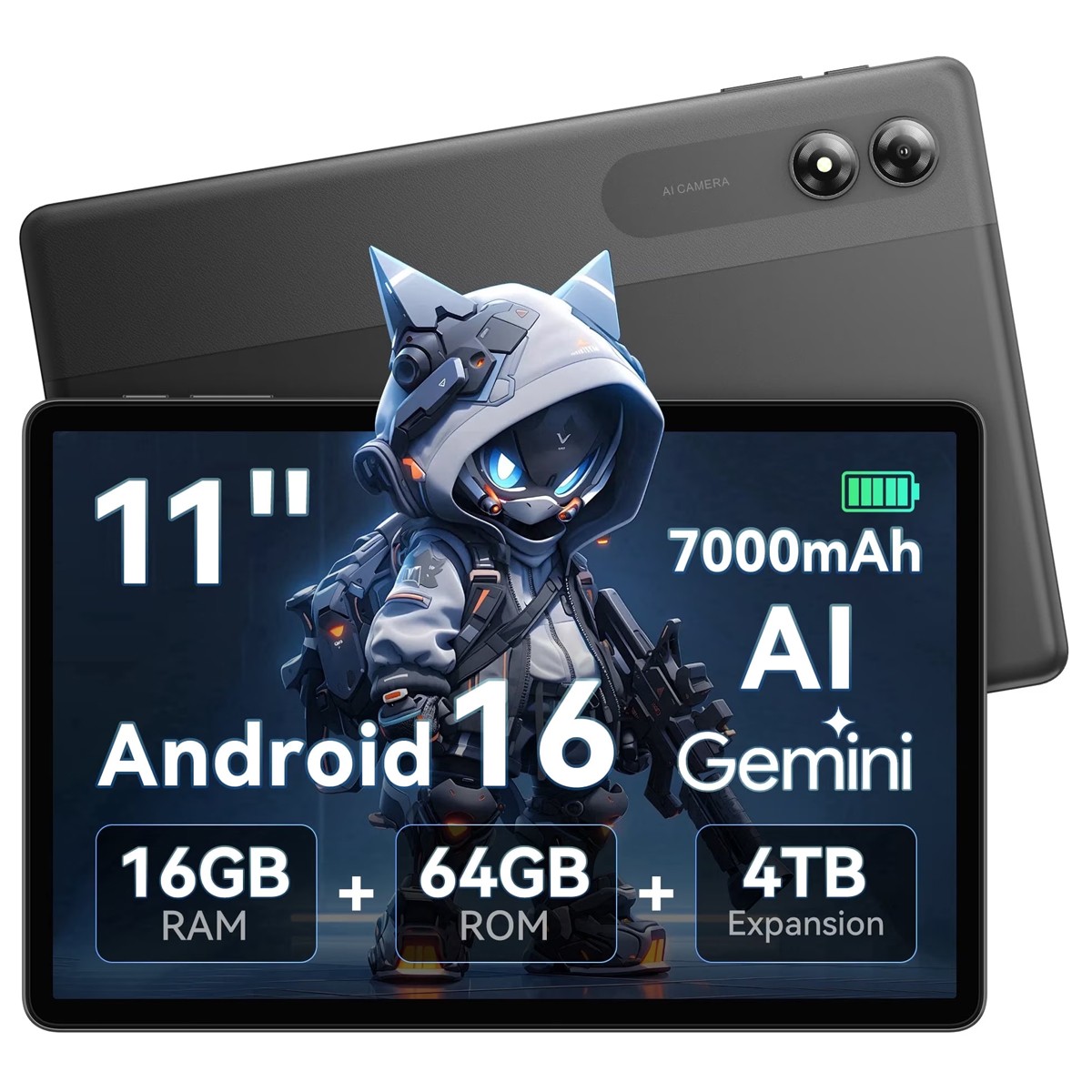 TABWEE T30 11 Inch Android 16 Tablet 16GB+64GB 4TB Expansion 7000mAh 5G WiFi GPS