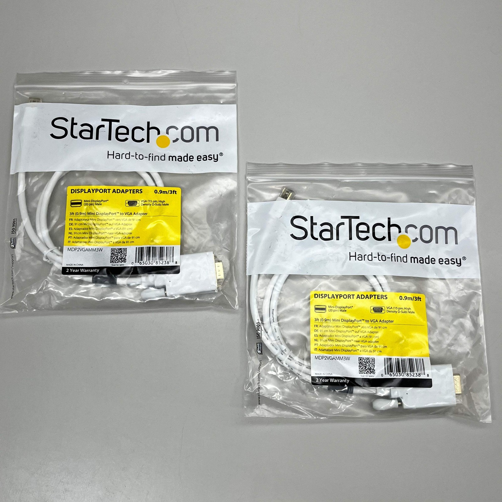 STARTECH.COM (2PK) DisplayPort to VGA Adapter Converter Cable 3ft/0.9m White