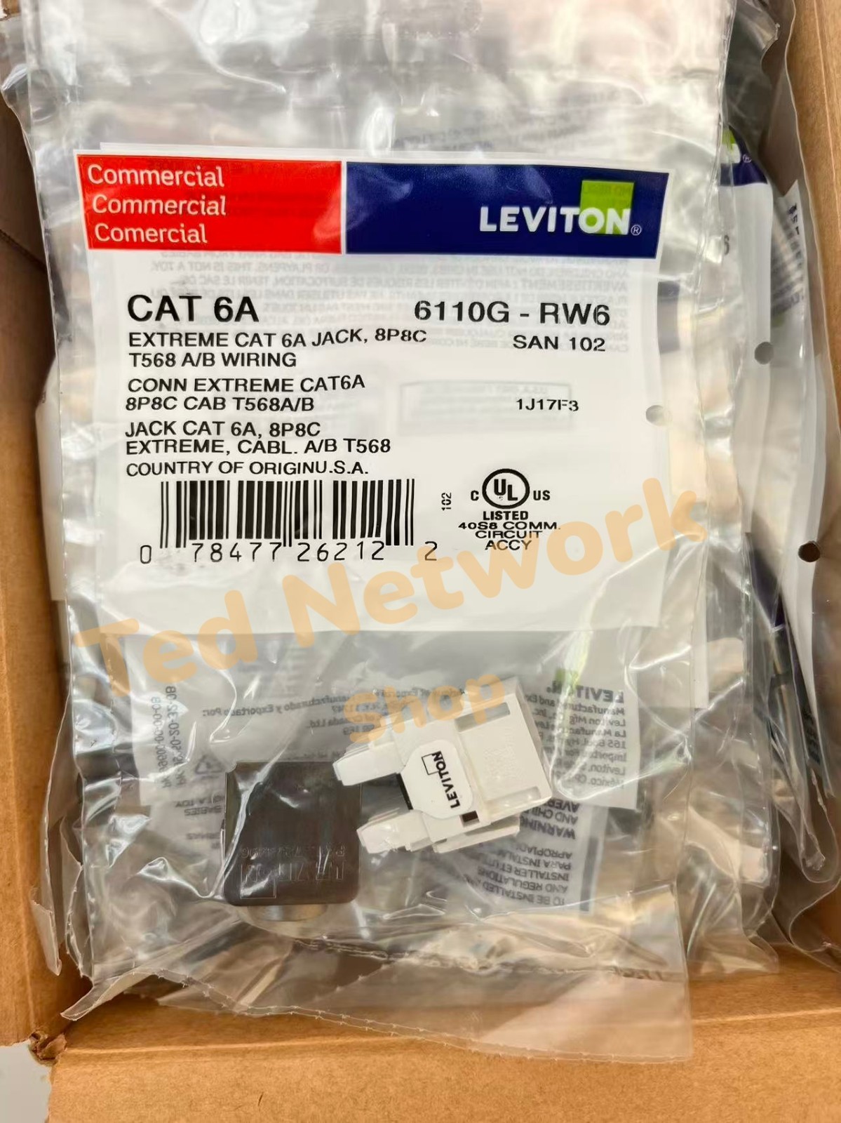 Leviton 6110G-RW6 Cat6A eXtreme QuickPort Connector | 10G | White | Keystone