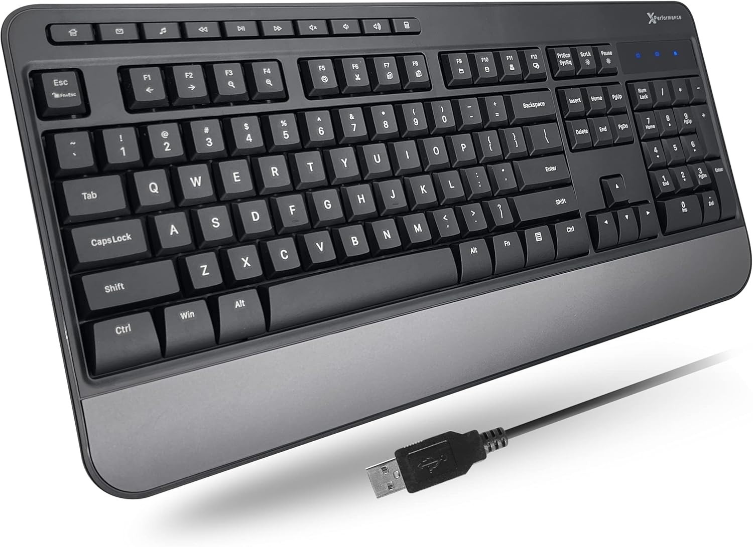 X9 Full Size USB Wired Keyboard Ergonomic Comfortable Typing PC Laptop Computer