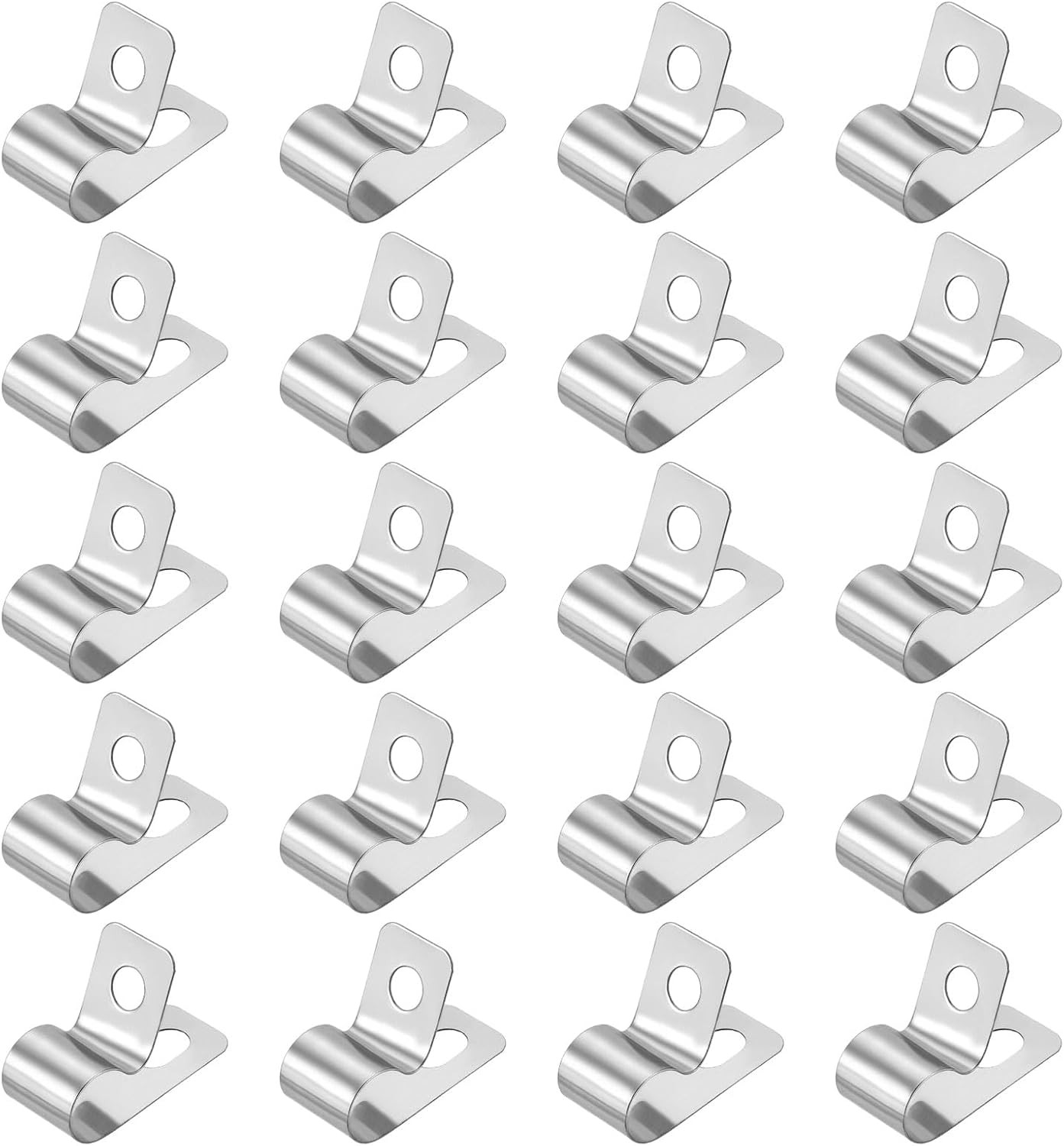 20pcs R-Type 1/4" Metal Wire Clamp Cable Clip 304 Stainless Steel Fastener Set