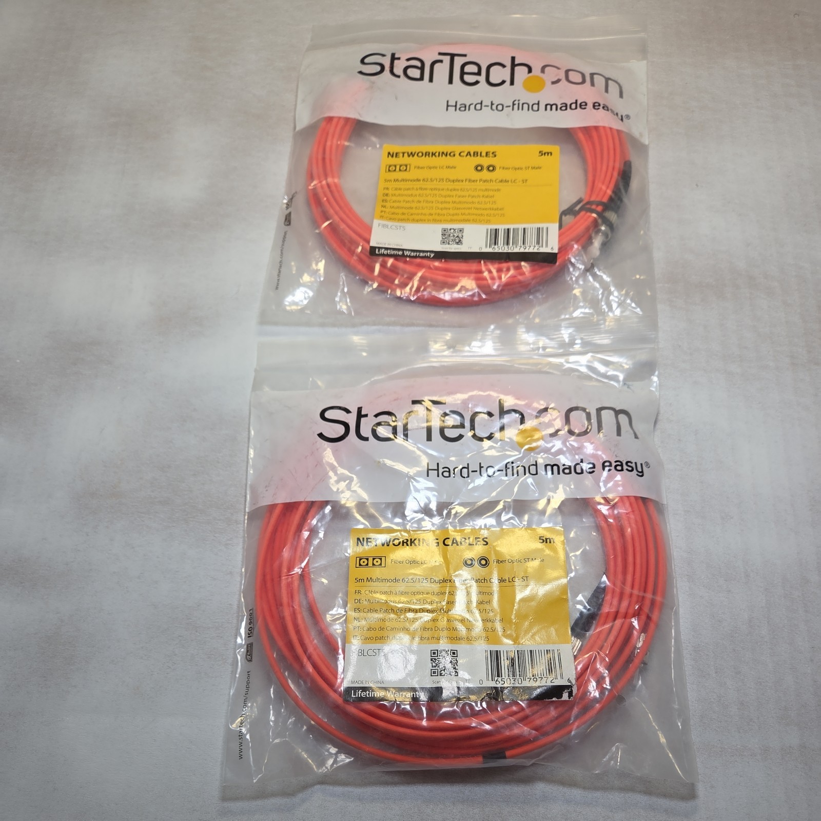 2 packs-LC to ST Multimode Duplex 62.5/125 Fiber Optic Jumper Patch 5m (16.40ft)