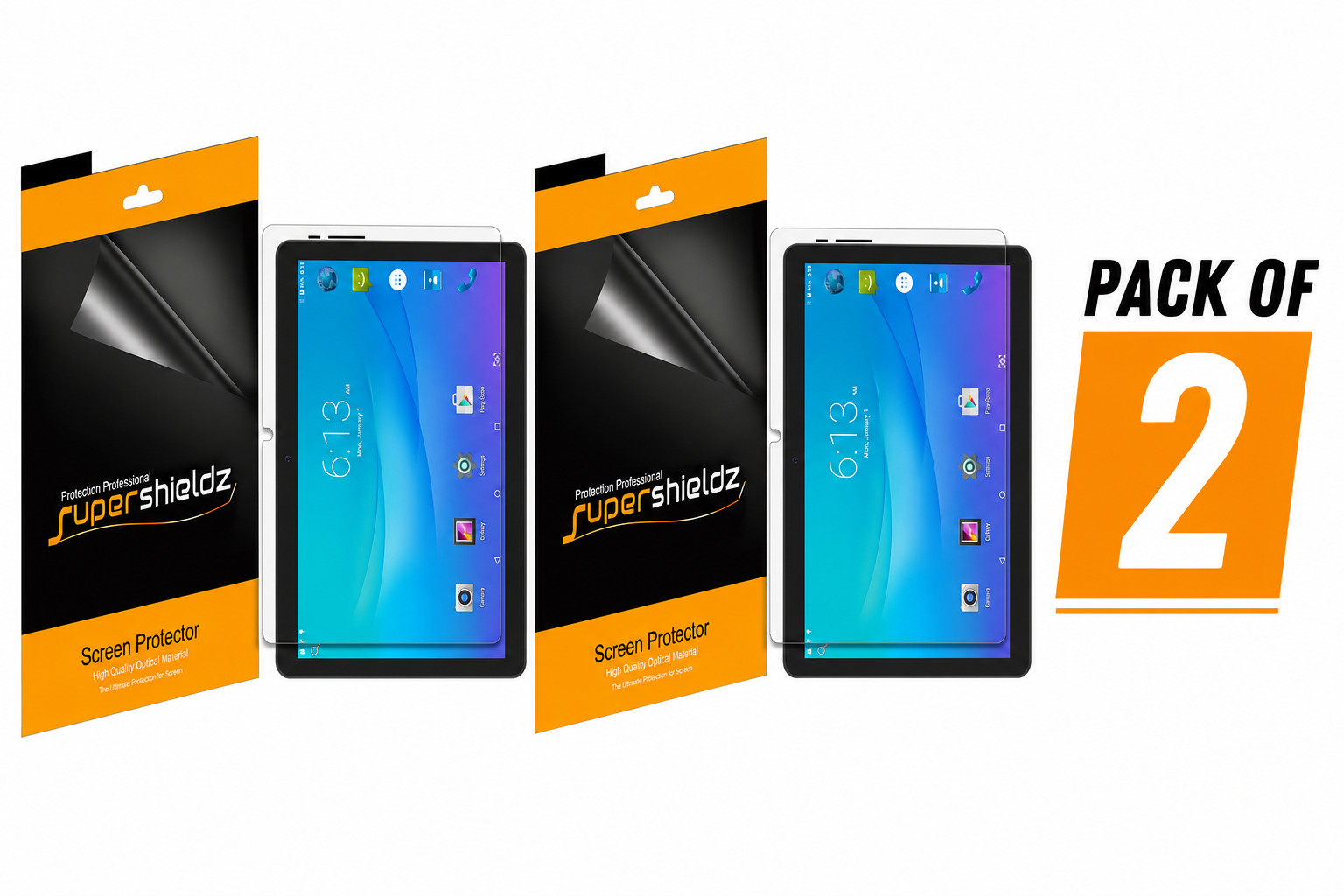 Onn. 10.1" Tablet Screen Protector HD Clear Shields,  2 Packs, (6 Total Shields)